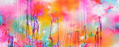 Fresh Moods 107  - Large Abstract Pink and Pastel Blue Painting