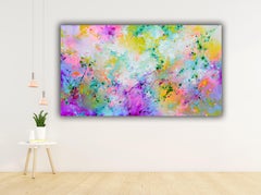 Fresh Moods 108  - Large Abstract Pink and Pastel Blue Painting
