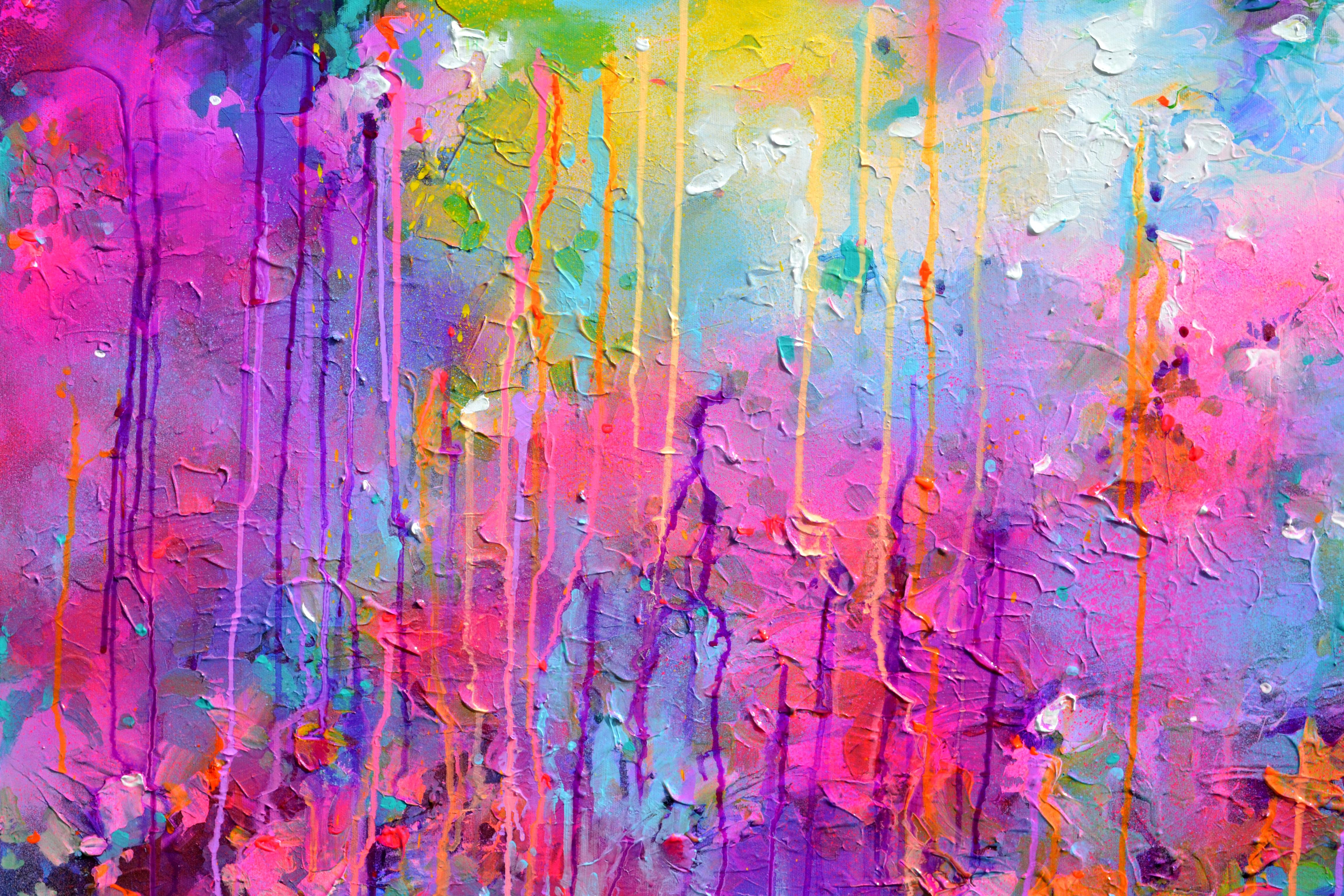 Fertig zum Aufhängen mit bemalten Rändern. Gallery 3D-Qualität

Dieses schöne moderne abstrakte Gemälde ist 100% handgefertigt, mit vielen Schichten von professionellen Acrylfarben und Amsterdam Acrylsprays, lackiert auf schwere Leinwand