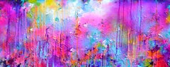 Fresh Moods 109  - Gran cuadro abstracto rosa y azul pastel