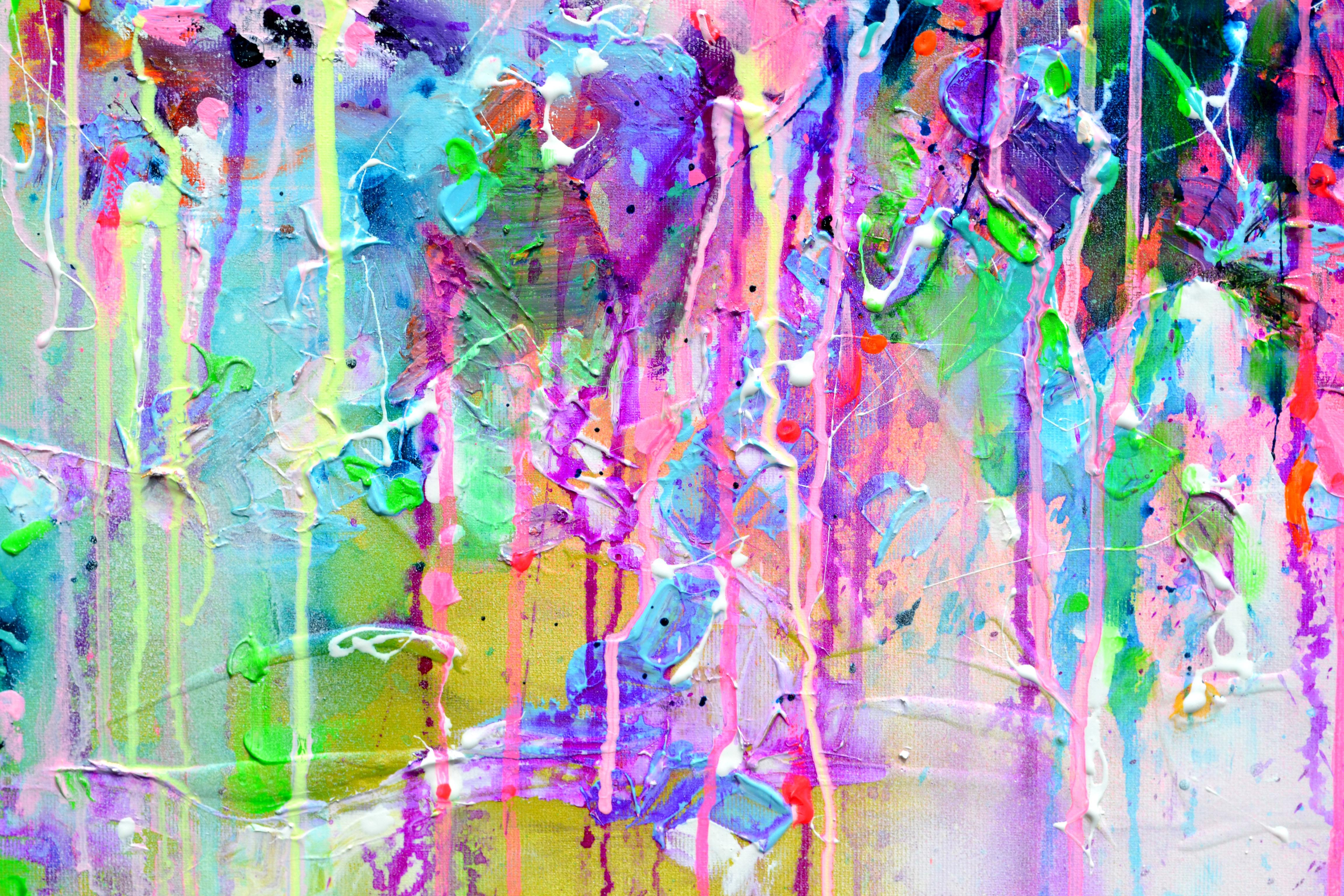 Fresh Moods 110  - Large Abstract Pink and Pastel Blue Painting For Sale 7