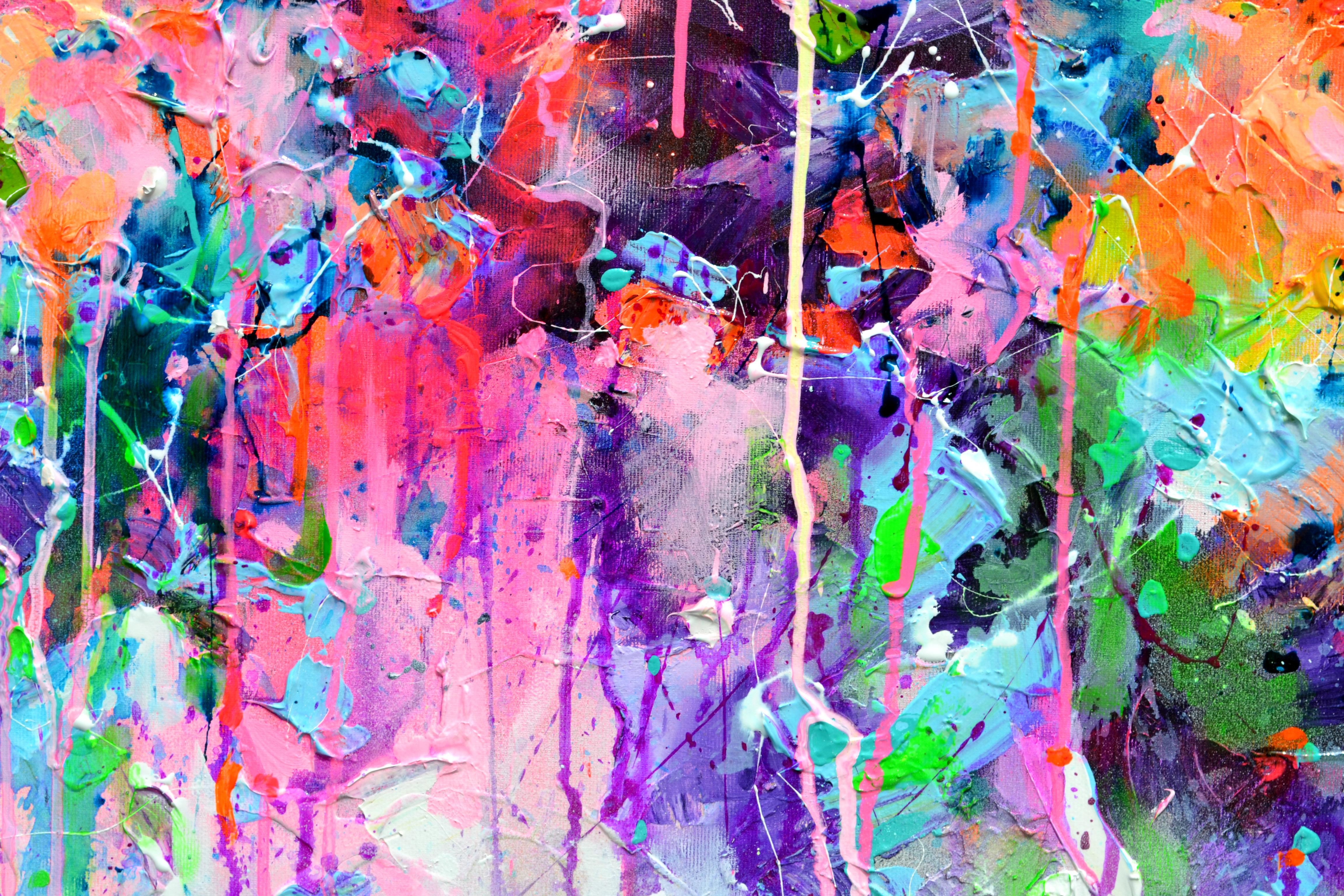 Fresh Moods 110  - Large Abstract Pink and Pastel Blue Painting For Sale 5