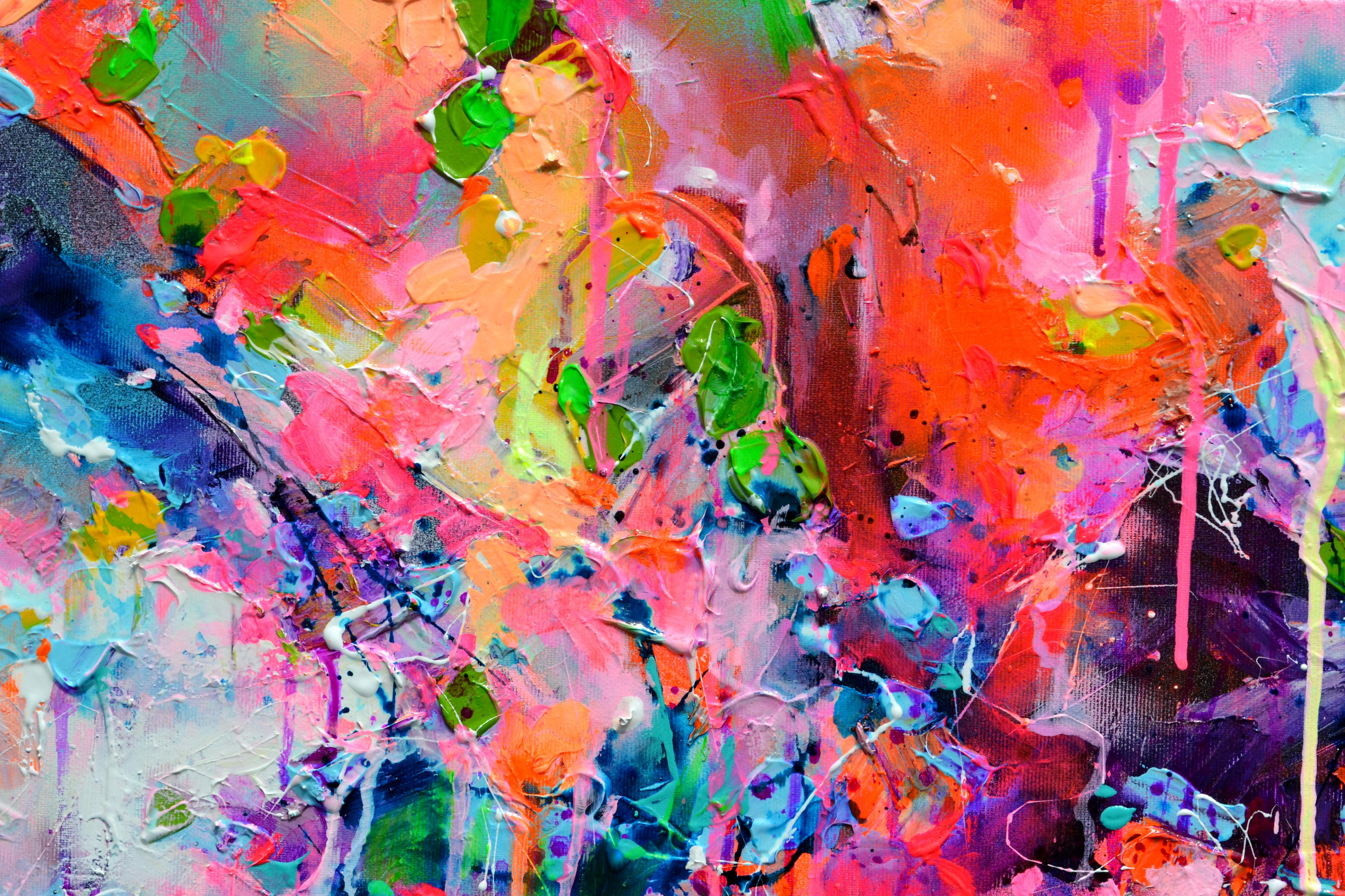 Fresh Moods 110  - Large Abstract Pink and Pastel Blue Painting For Sale 6