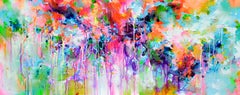 Fresh Moods 110  - Large Abstract Pink and Pastel Blue Painting
