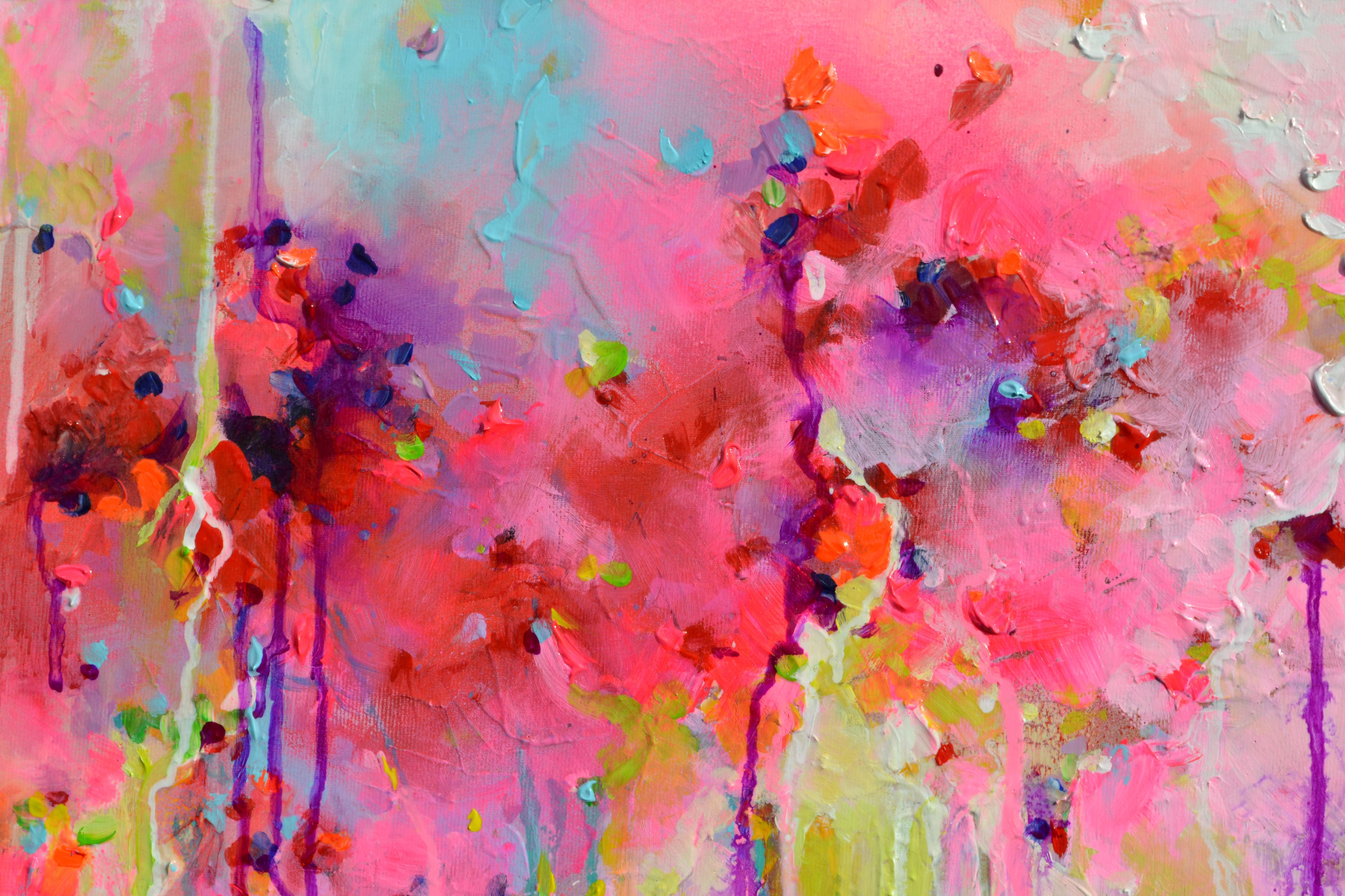 Süße Moods 115  - Großes abstraktes Gemälde in Rosa und Pastellblau im Angebot 5