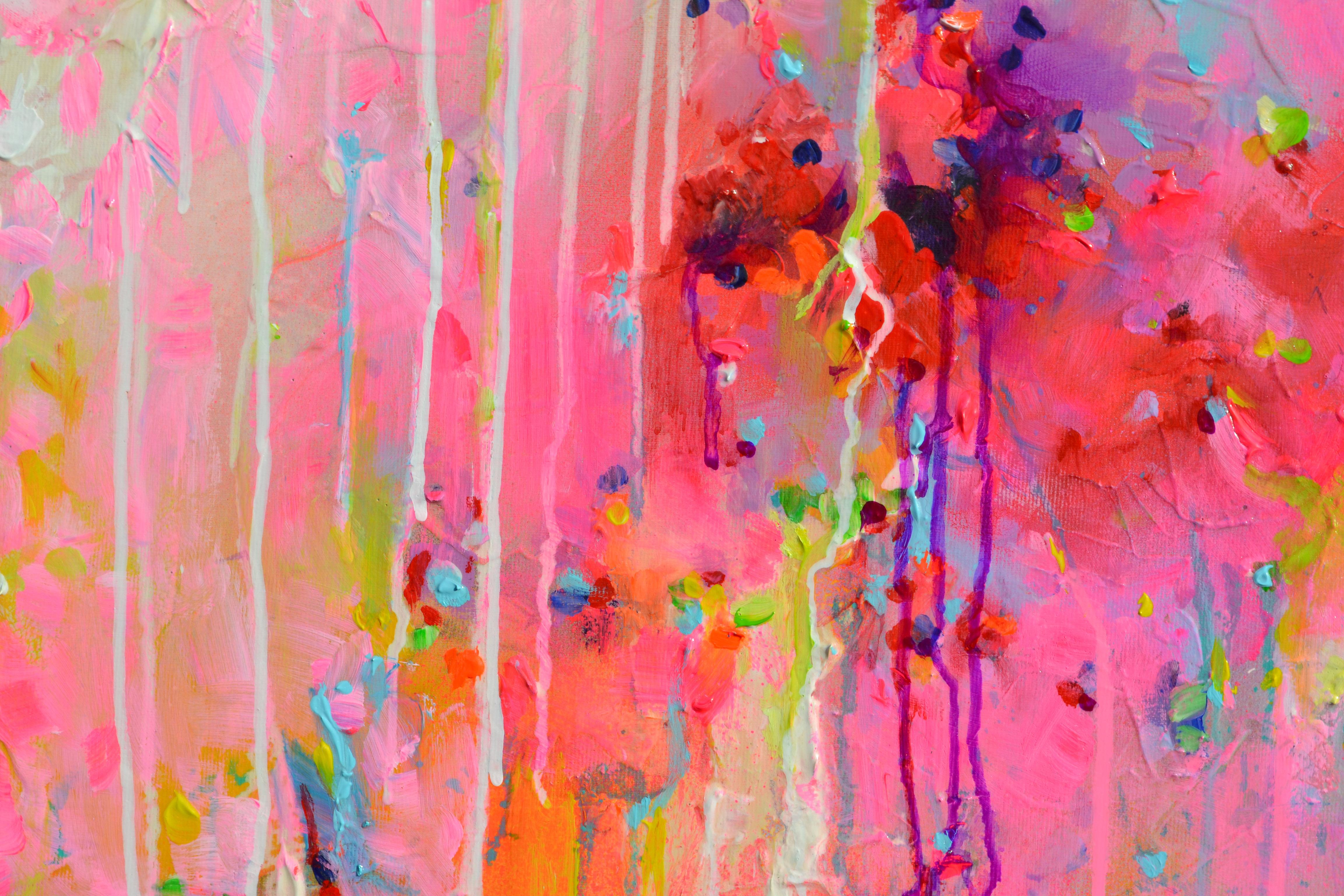 Süße Moods 115  - Großes abstraktes Gemälde in Rosa und Pastellblau im Angebot 6