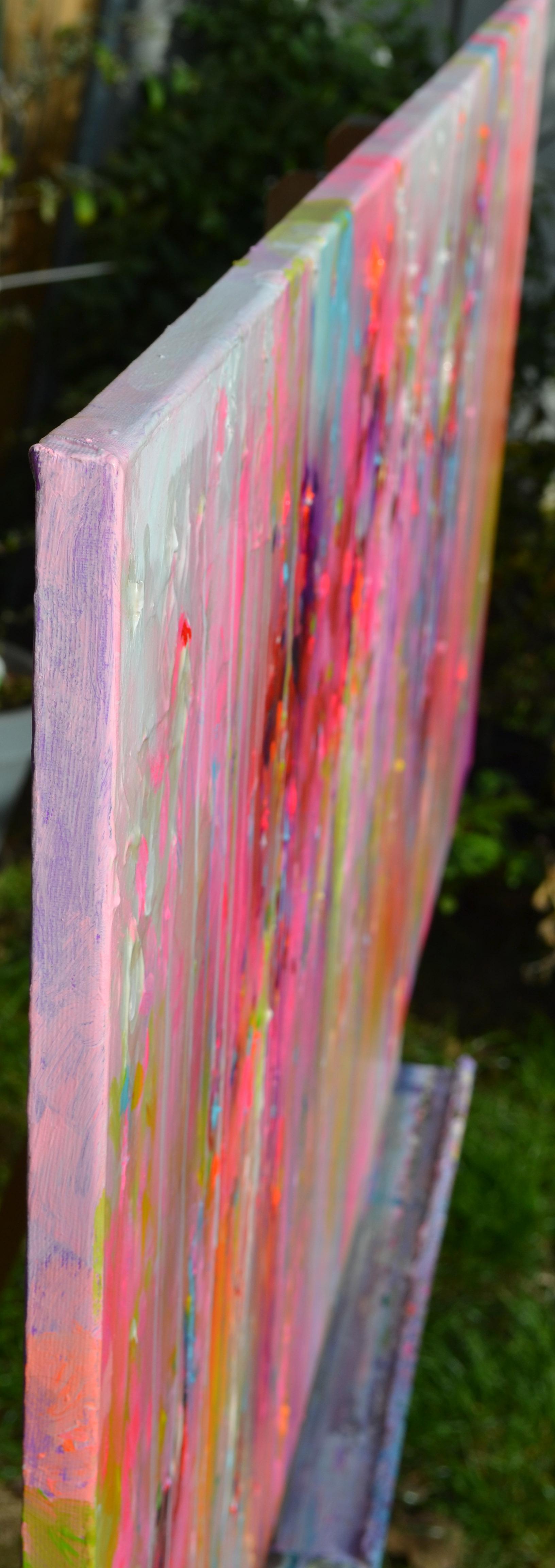 Süße Moods 115  - Großes abstraktes Gemälde in Rosa und Pastellblau im Angebot 9