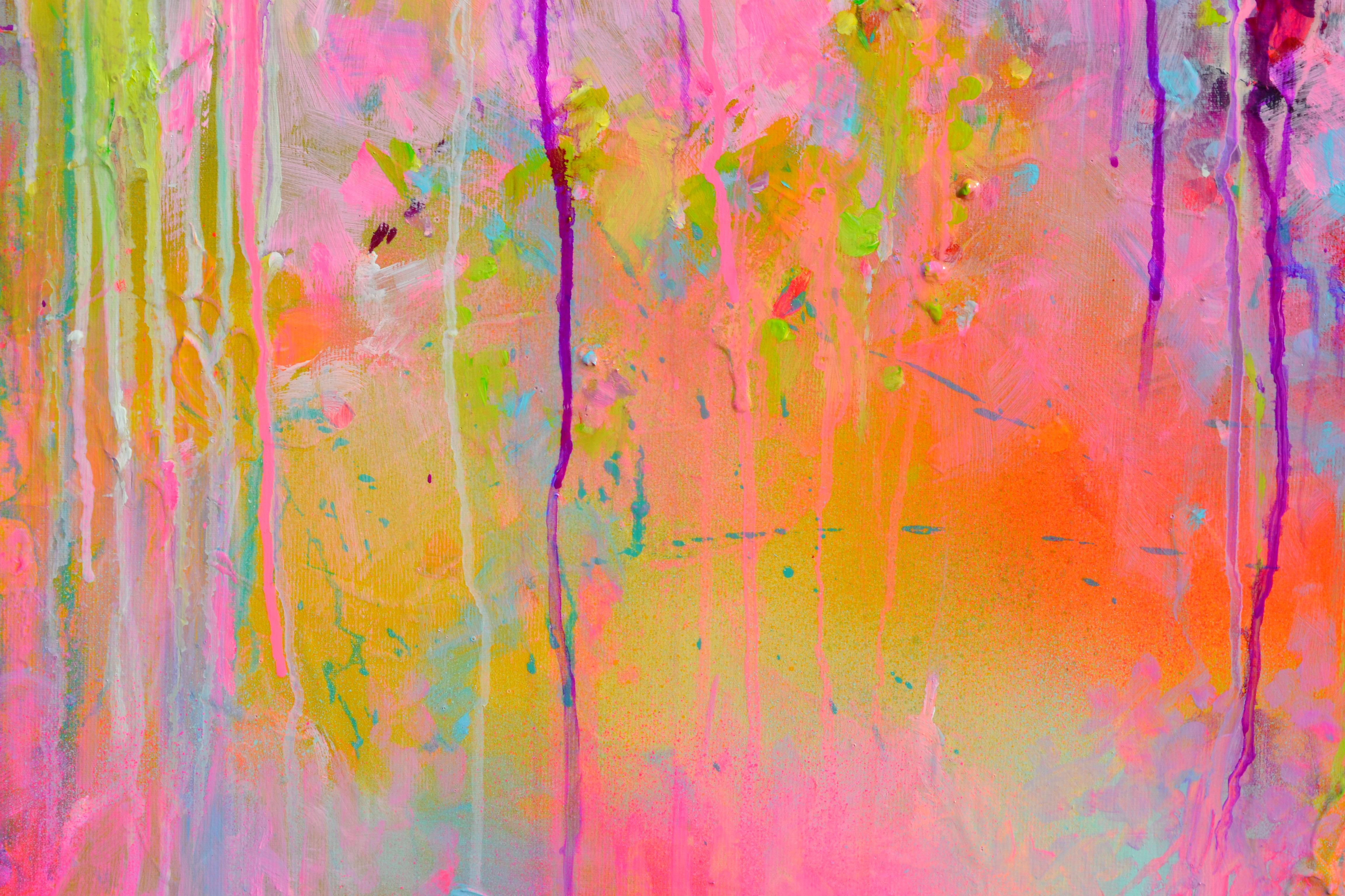 Süße Moods 115  - Großes abstraktes Gemälde in Rosa und Pastellblau im Angebot 3