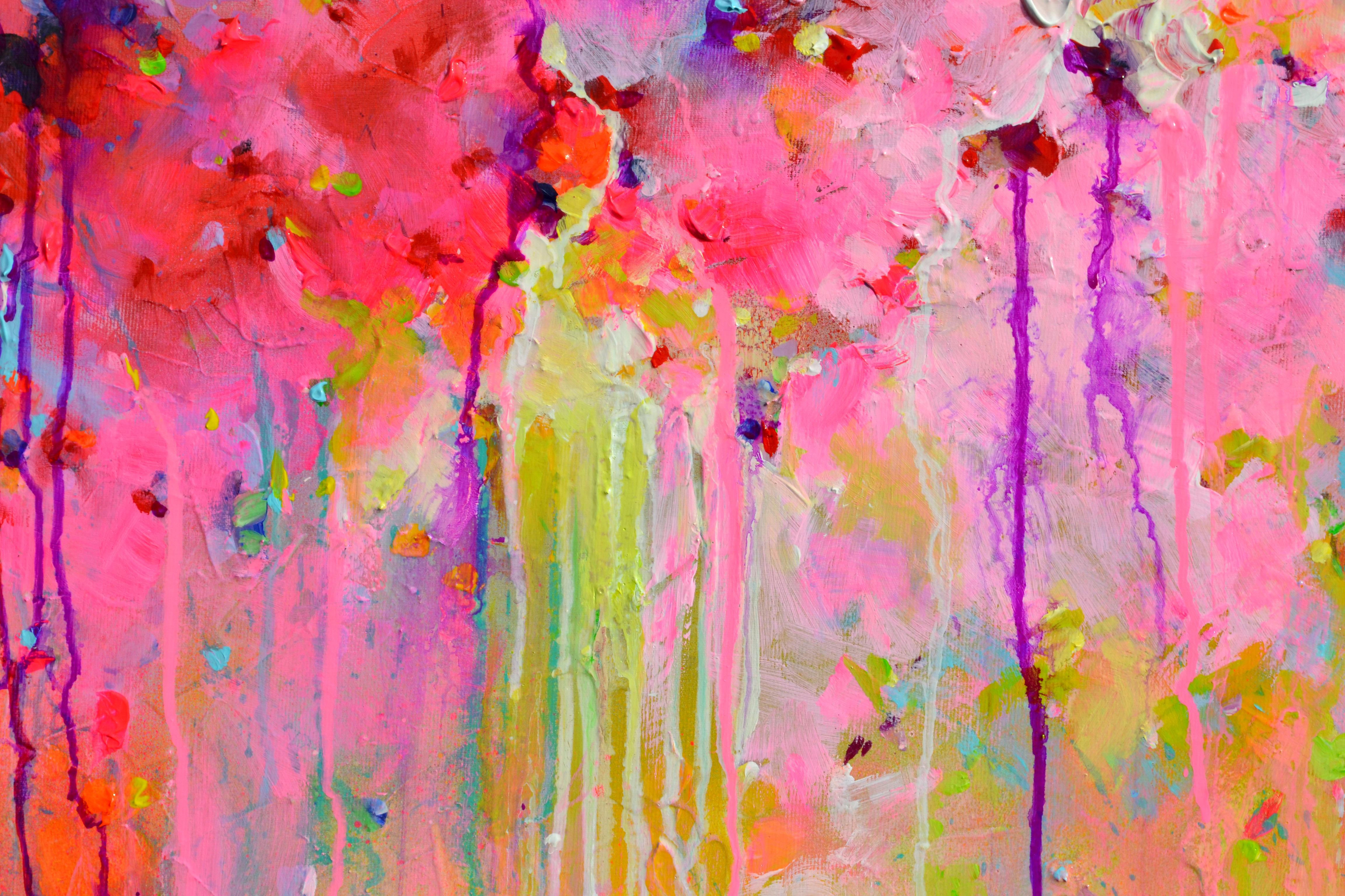 Süße Moods 115  - Großes abstraktes Gemälde in Rosa und Pastellblau im Angebot 4