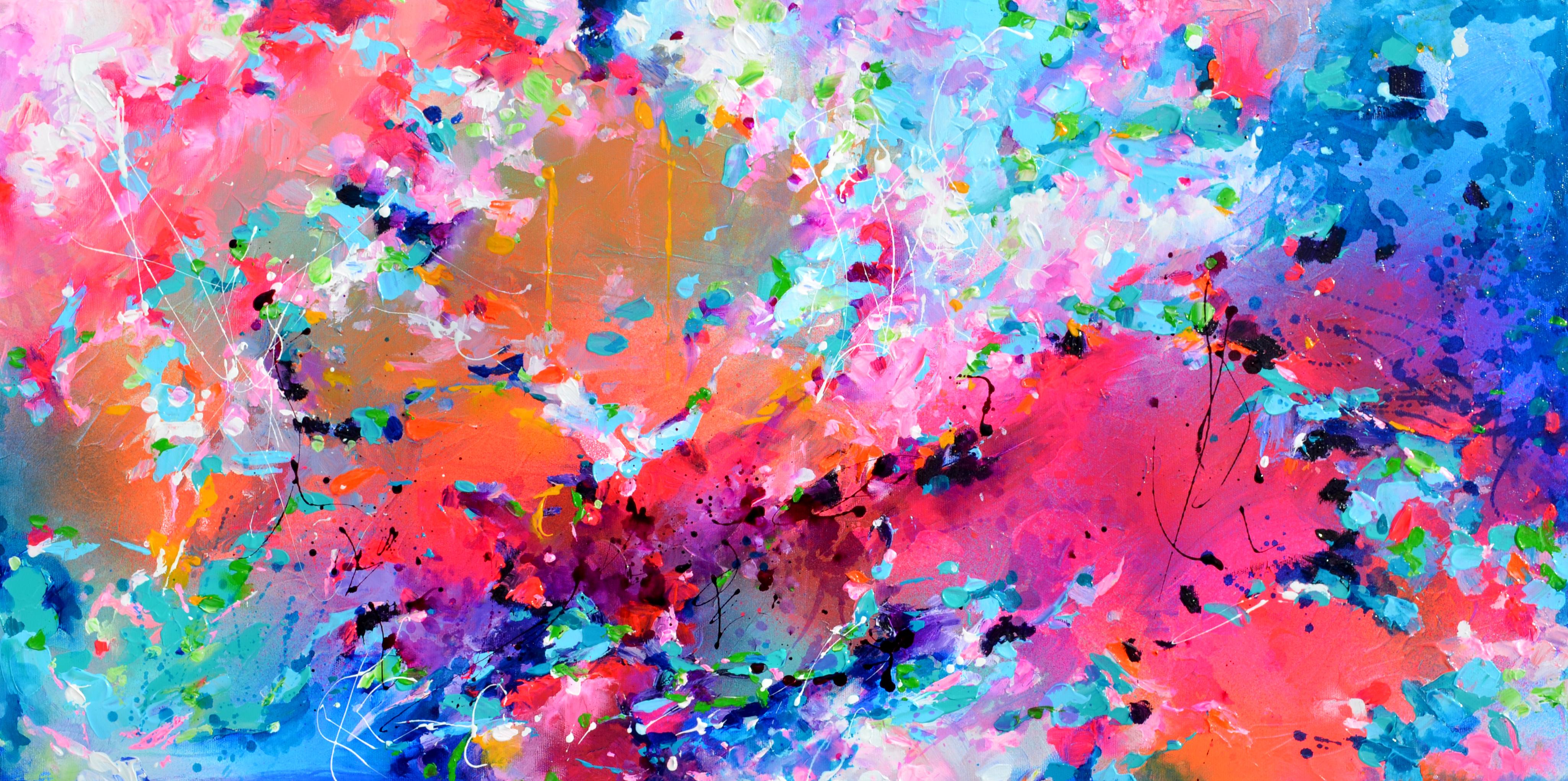 Soos Roxana Gabriela Interior Painting – Fresh Moods 117 - Große abstrakte dunkelblaue Malerei signiert