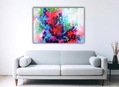 Fresh Moods 118 - Large Abstract Dark and Light Purple and Blue Painting Signed