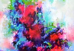 Fresh Moods 118 - Large Abstract Dark and Light Purple and Blue Painting Signed