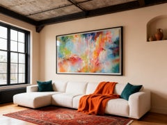 Fresh Moods 119 Sommerabend - Große abstrakte Malerei in Rosa und Pastellblau