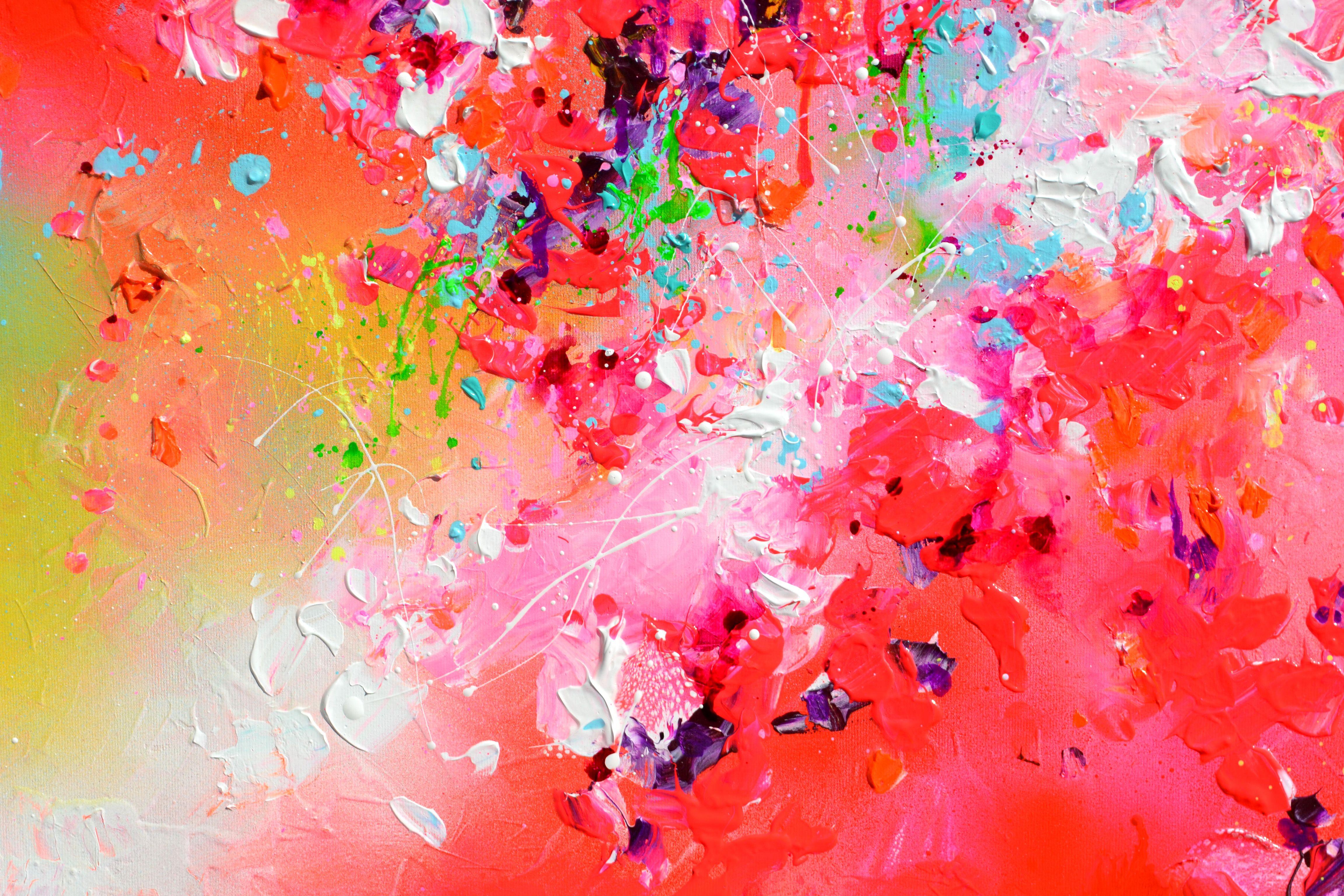 Fresh Moods 59, Painting, Acrylic on Canvas - Pink Abstract Painting by Soos Roxana Gabriela