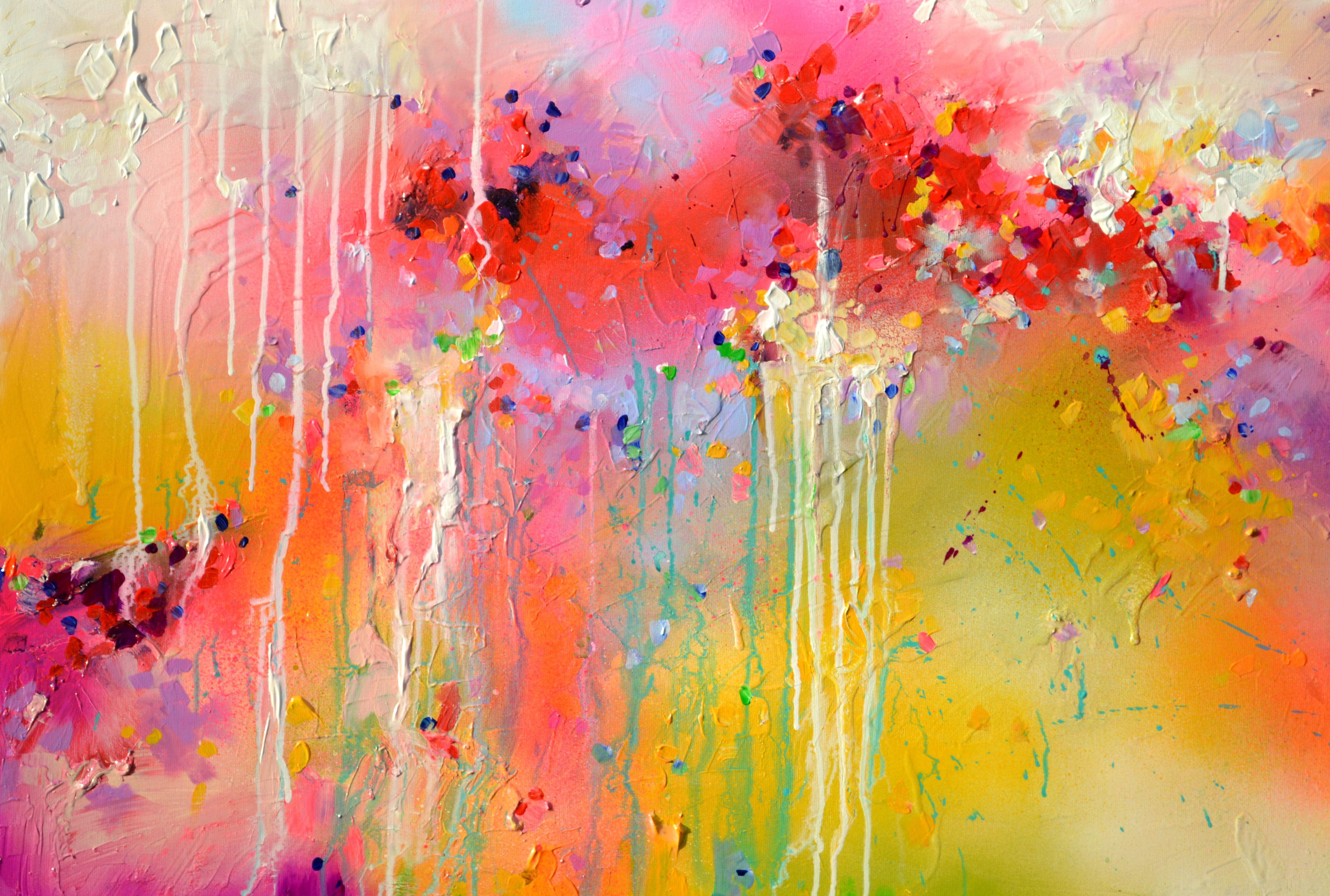 Fertig zum Aufhängen mit bemalten Kanten    Ein schönes, modernes, abstraktes, 100% handgemachtes Gemälde, hergestellt mit professionellen lackierten Acrylfarben und Amsterdamer Acrylsprays auf gespannter, schwerer Leinwand.    Abmessungen: 150X60X2