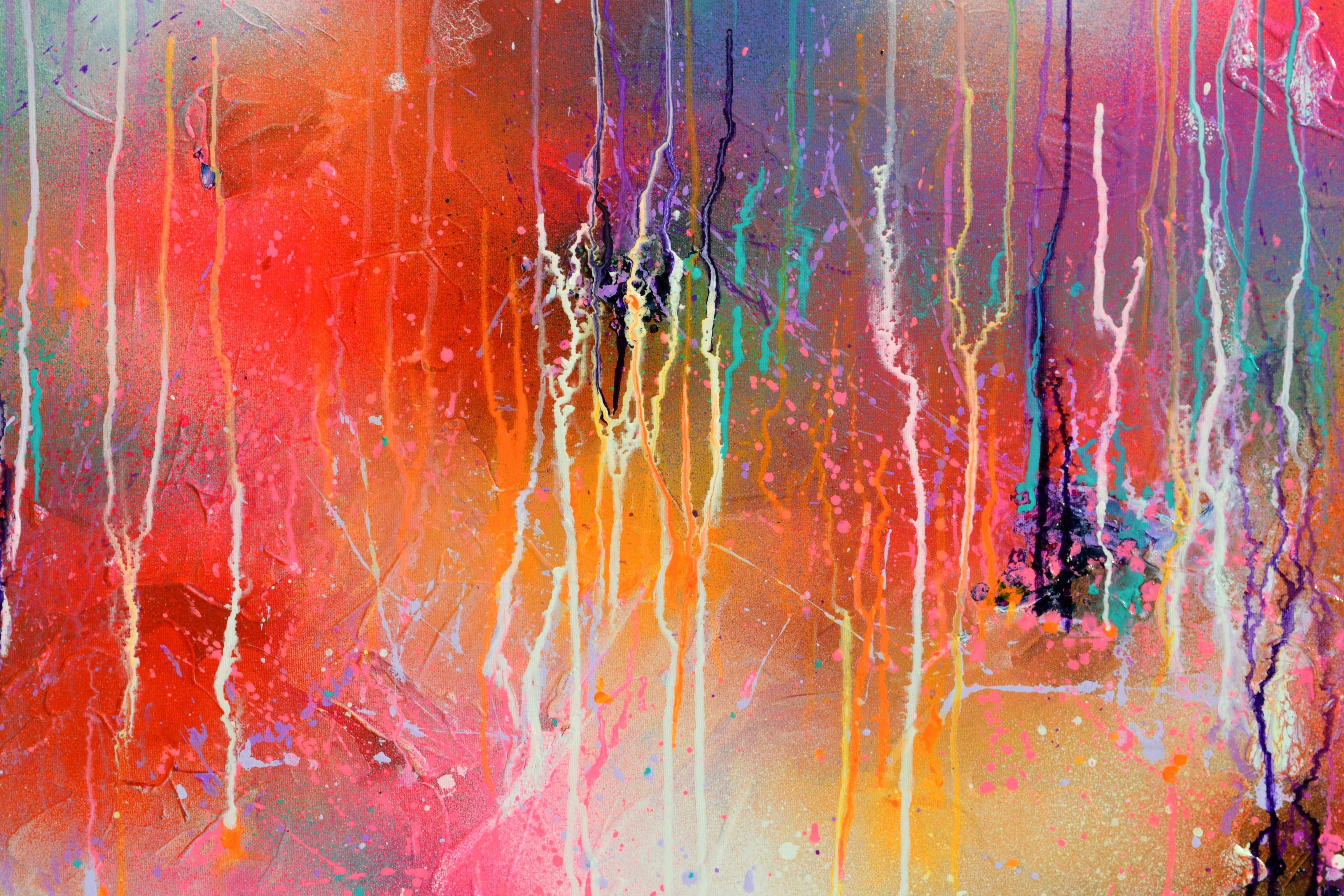 Süße Moods 87 - Großes farbenfrohes abstraktes Gemälde (Abstrakt), Painting, von Soos Roxana Gabriela