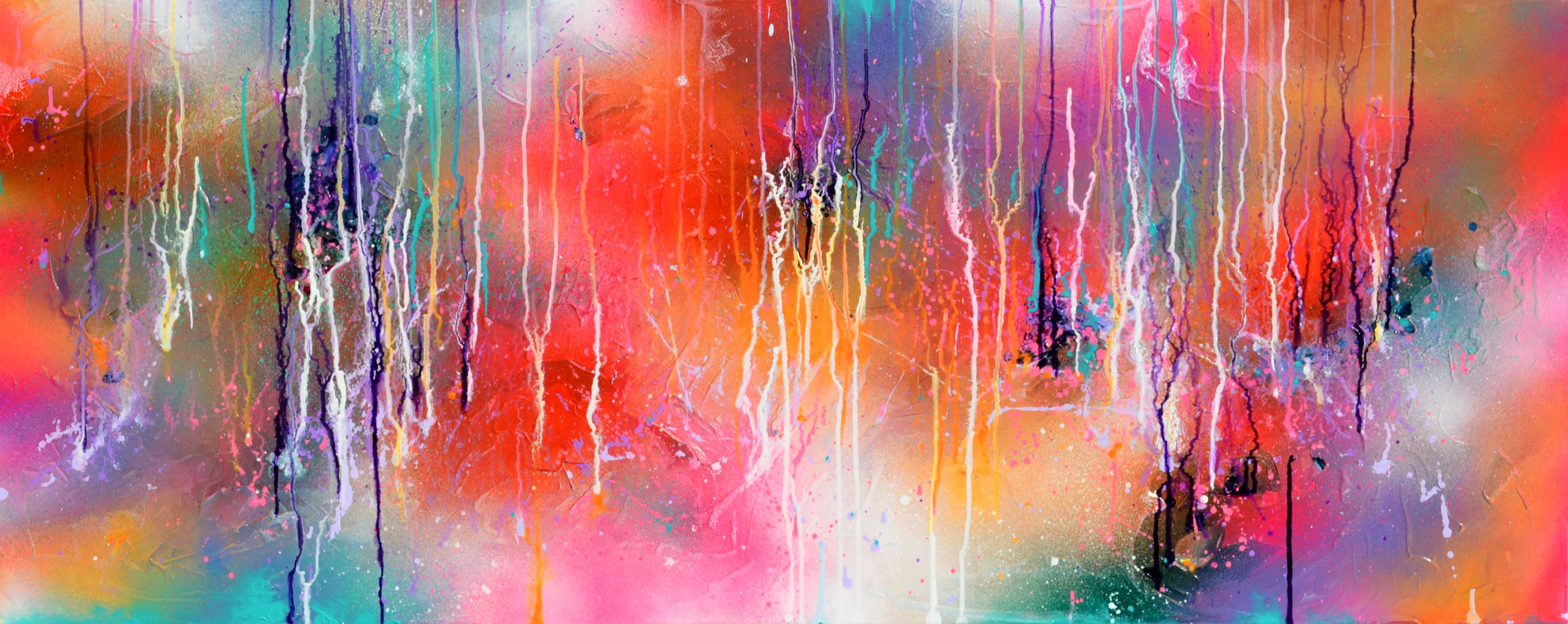 Soos Roxana Gabriela Interior Painting – Süße Moods 87 - Großes farbenfrohes abstraktes Gemälde