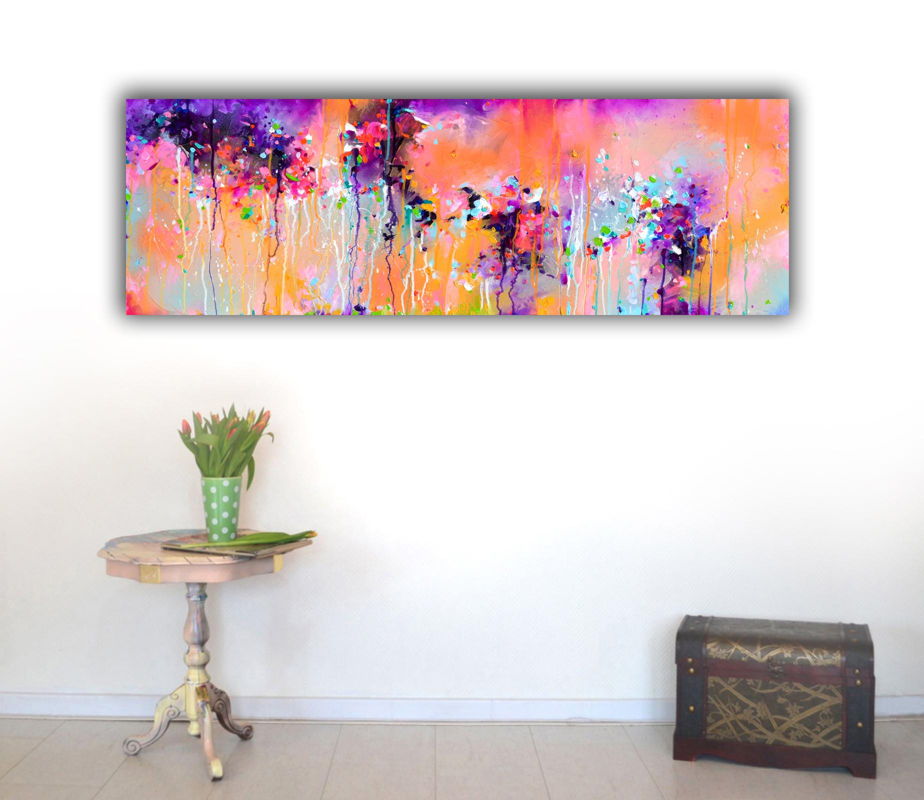 Ready to hang with the edges painted

A beautiful modern abstract, 100% handmade painting, made with professional varnished acrylics and Amsterdam acrylic sprays on stretched heavy canvas.

Dimensions: 120X40X2 cm, 47.3x15.8x0.8 inches

It is signed