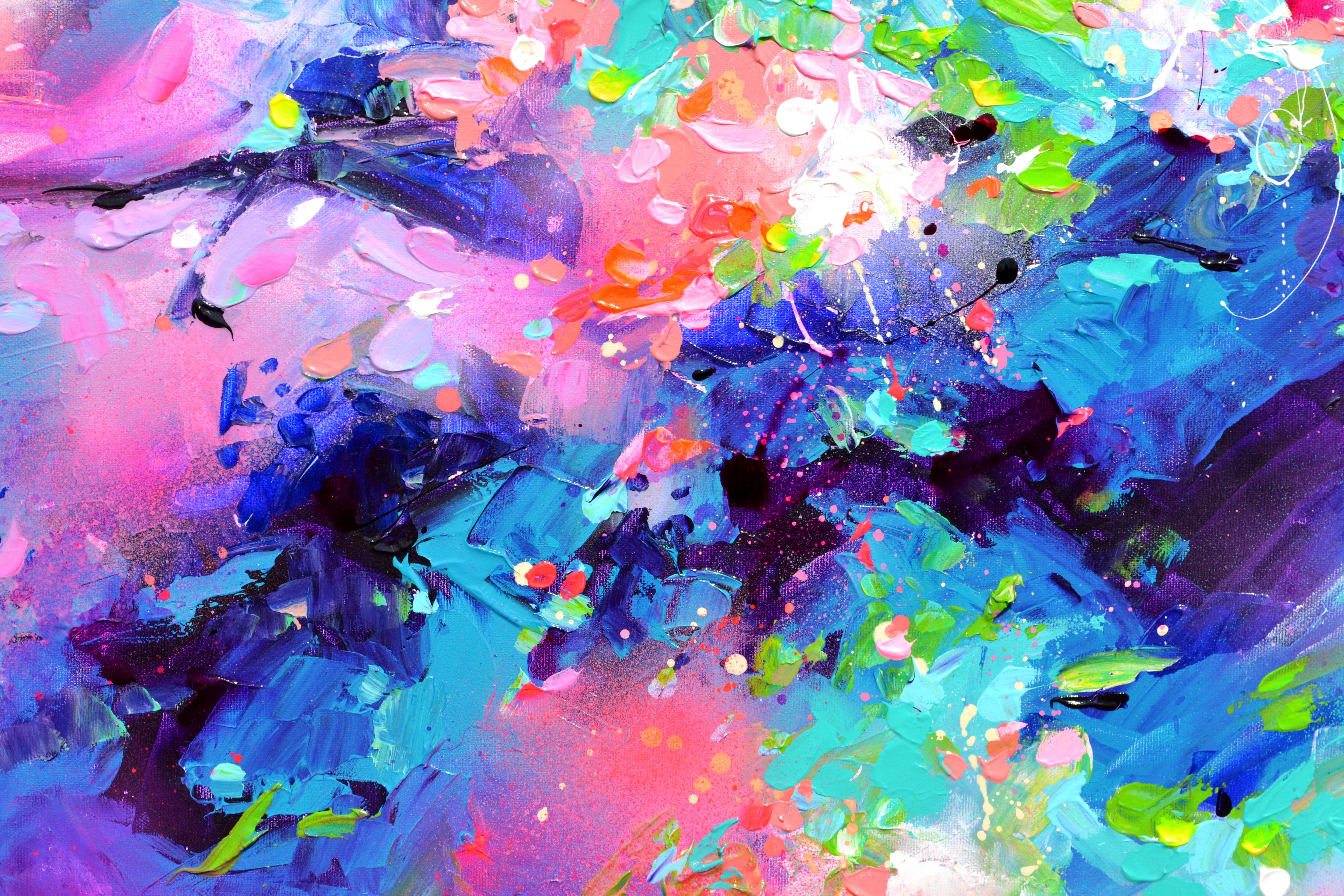 Fresh Moods 91 - Large Abstract Purple Pink and Blue Painting For Sale 3