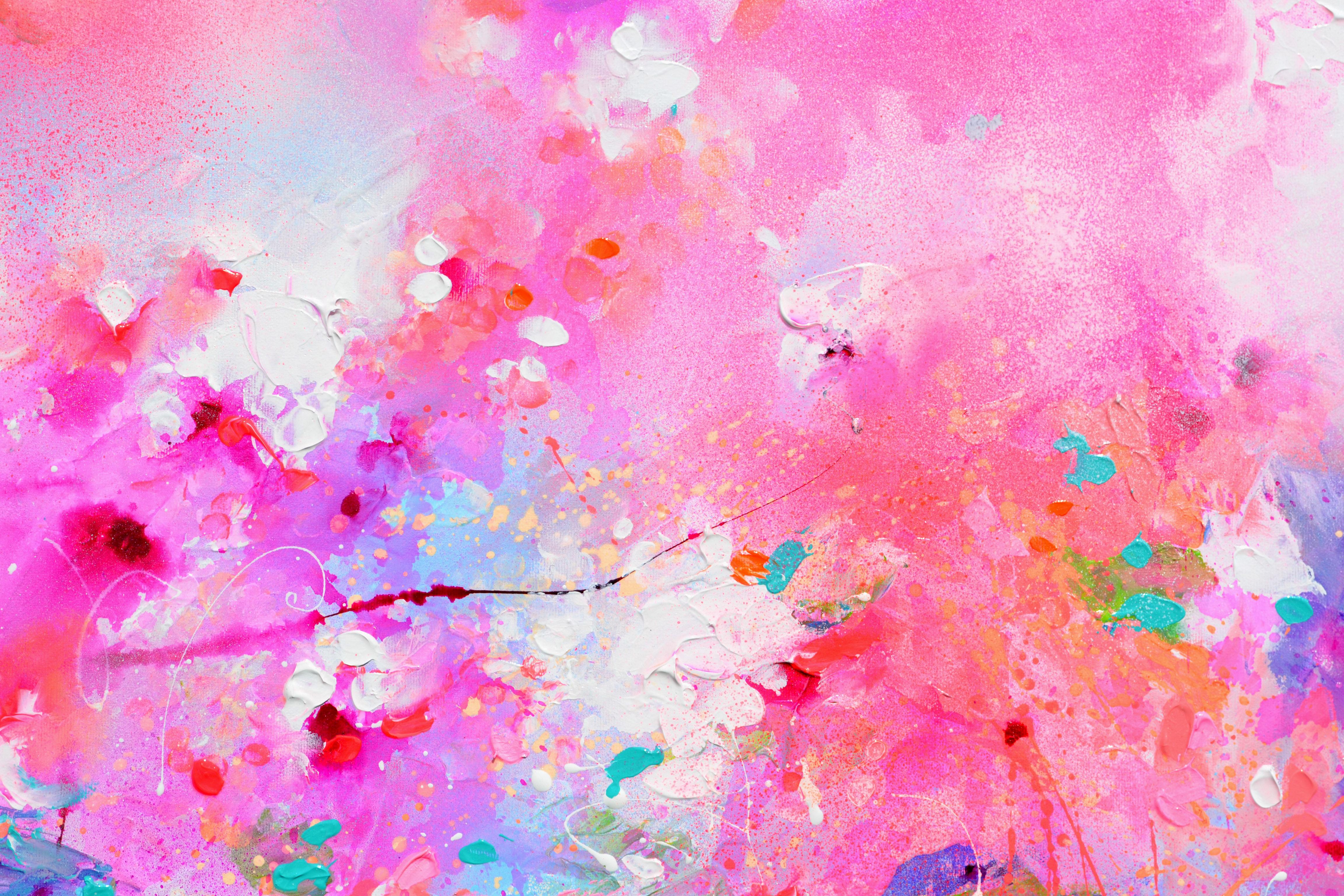 Fresh Moods 91 - Quadro astratto di grandi dimensioni in viola, rosa e blu in vendita 2