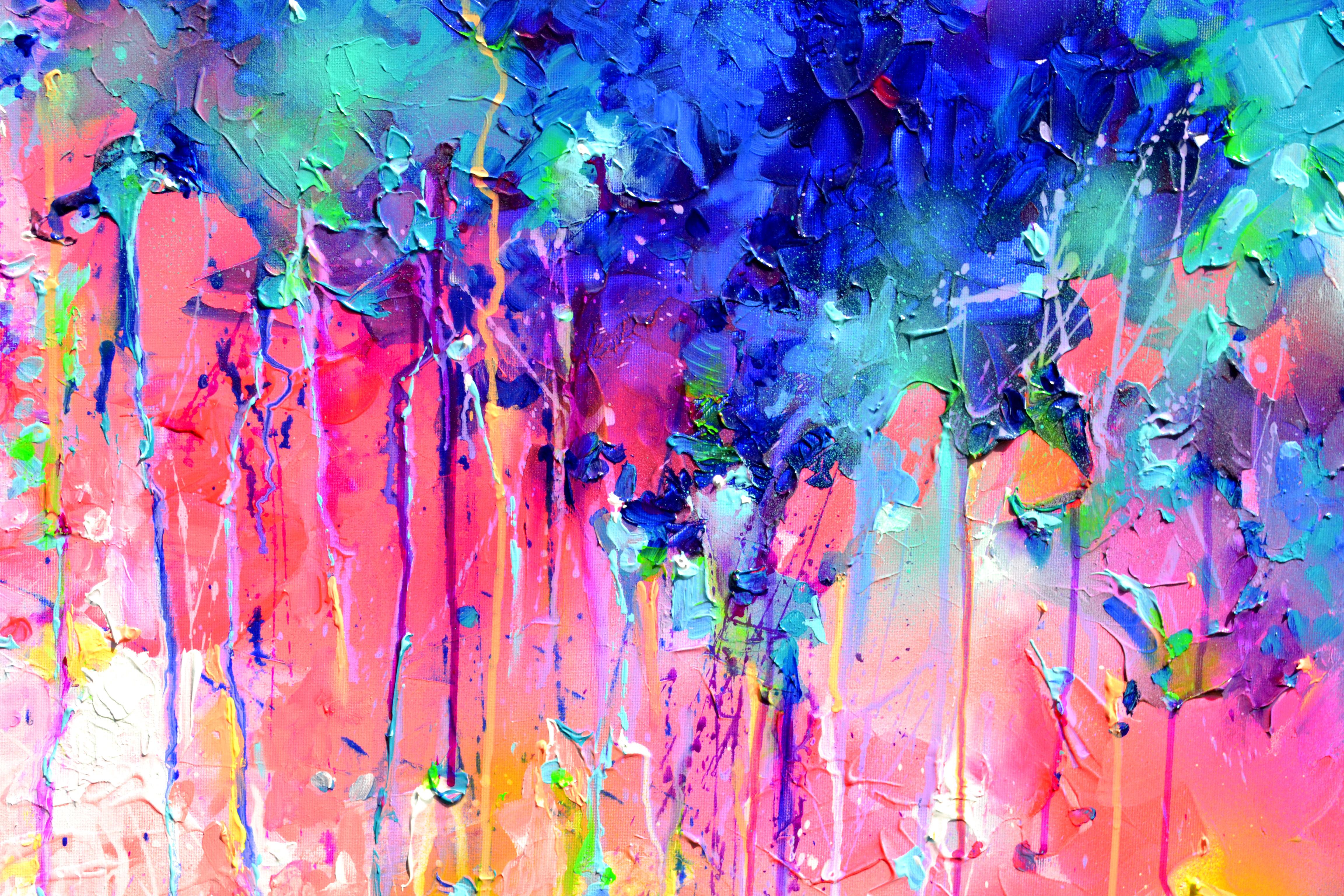 Fresh Moods 94 - Quadro astratto di grandi dimensioni in viola, rosa e blu in vendita 5