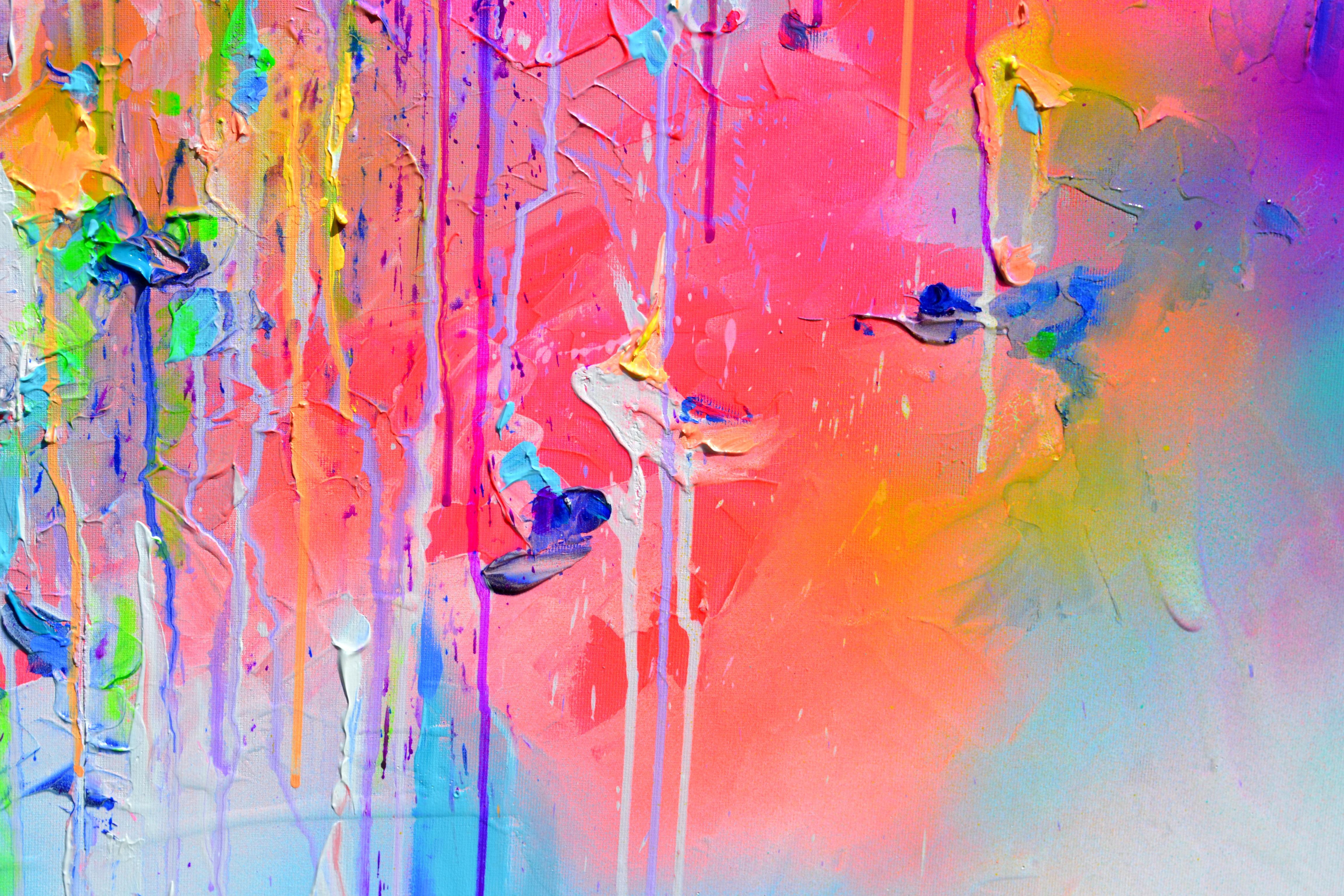 Fresh Moods 94 - Quadro astratto di grandi dimensioni in viola, rosa e blu in vendita 2