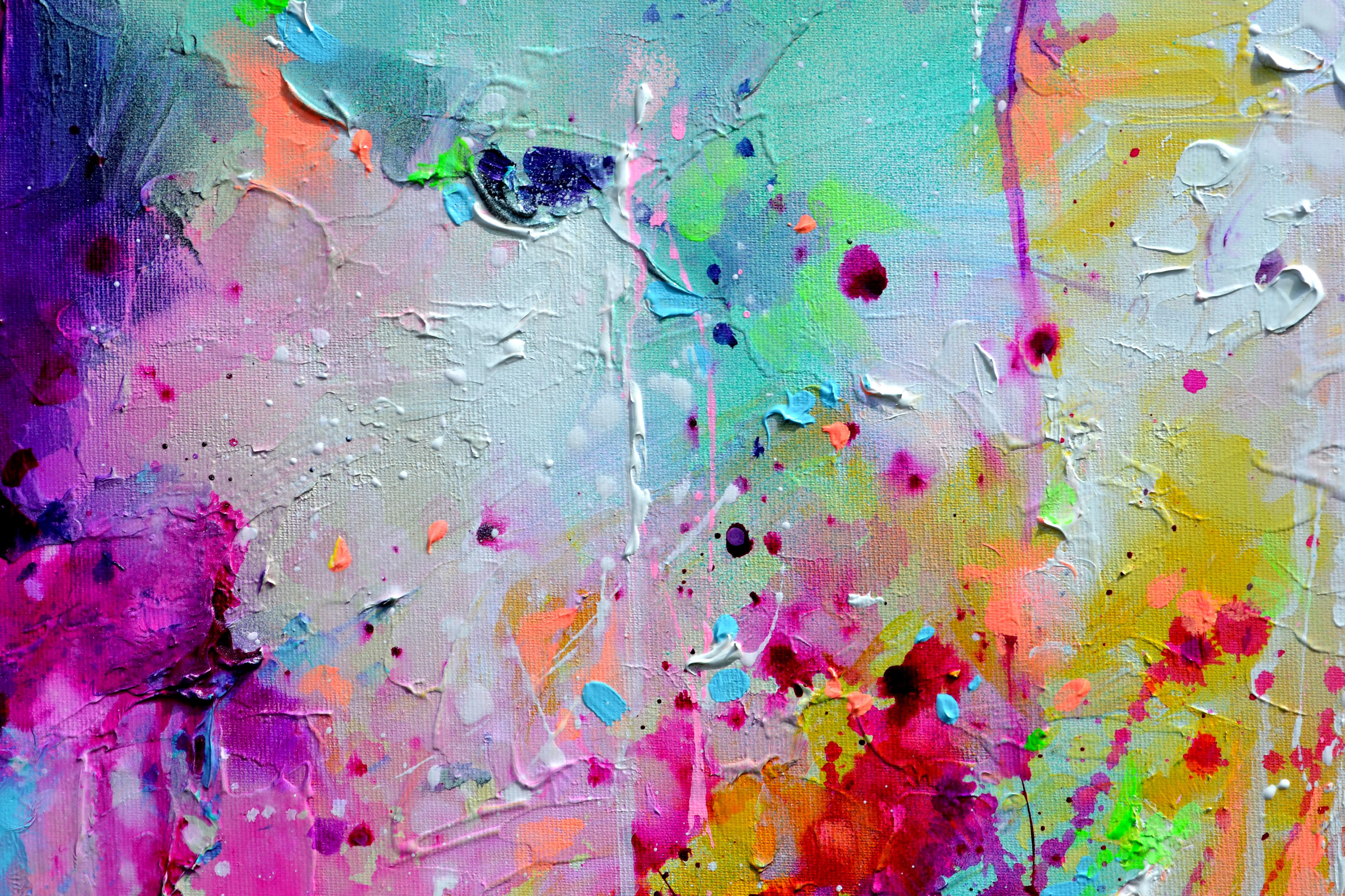 Fresh Moods 95 - Pittura astratta 50x70 cm - Abstract Painting Grigio di Soos Roxana Gabriela