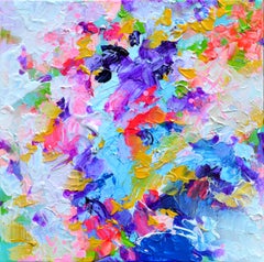 Fresh Moods 97 Abstract Textured Pallet Knife Yellow Pink Blue Relief Painting