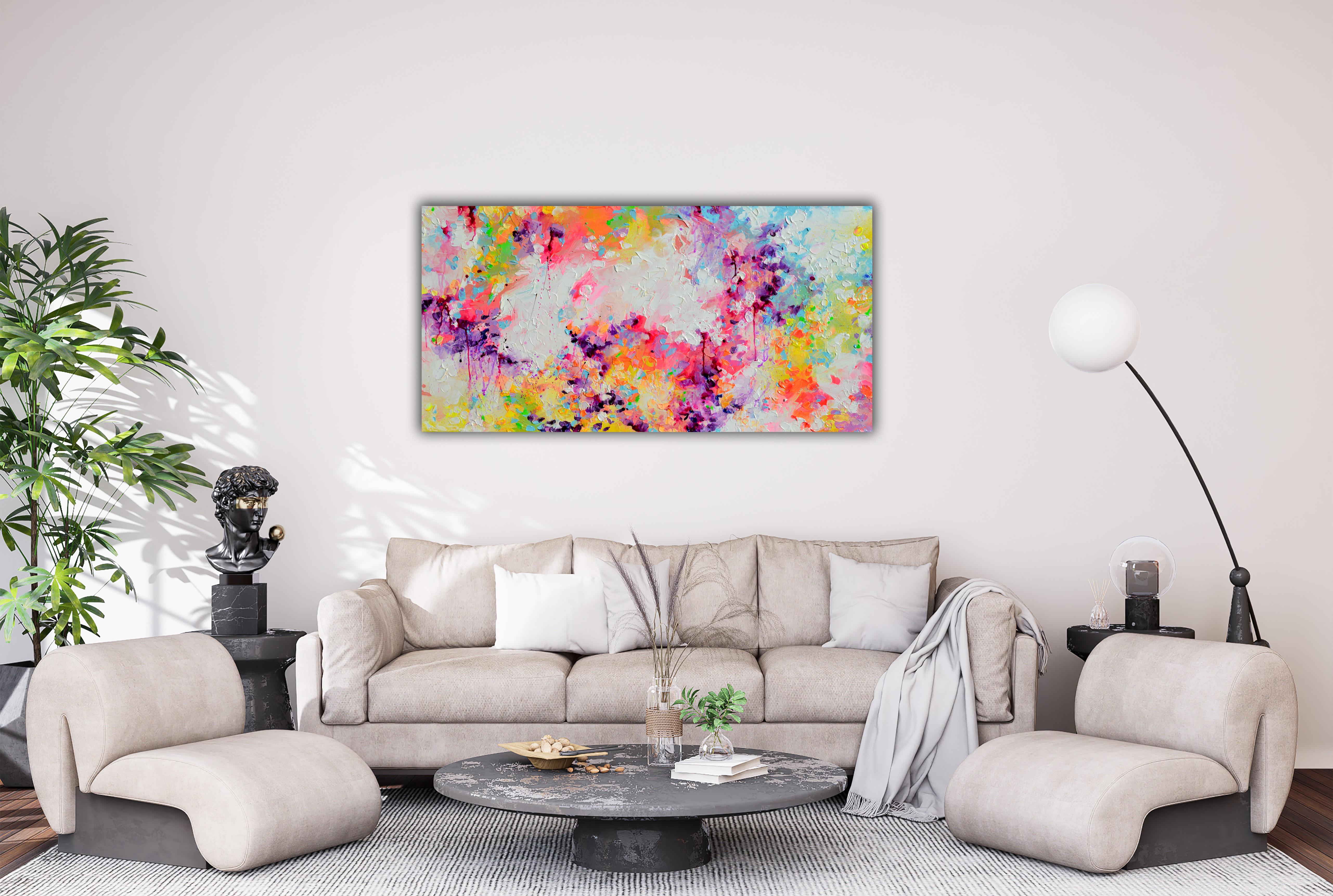 Fresh Moods 99 - Large Abstract Light Painting - Brown Interior Painting by Soos Roxana Gabriela