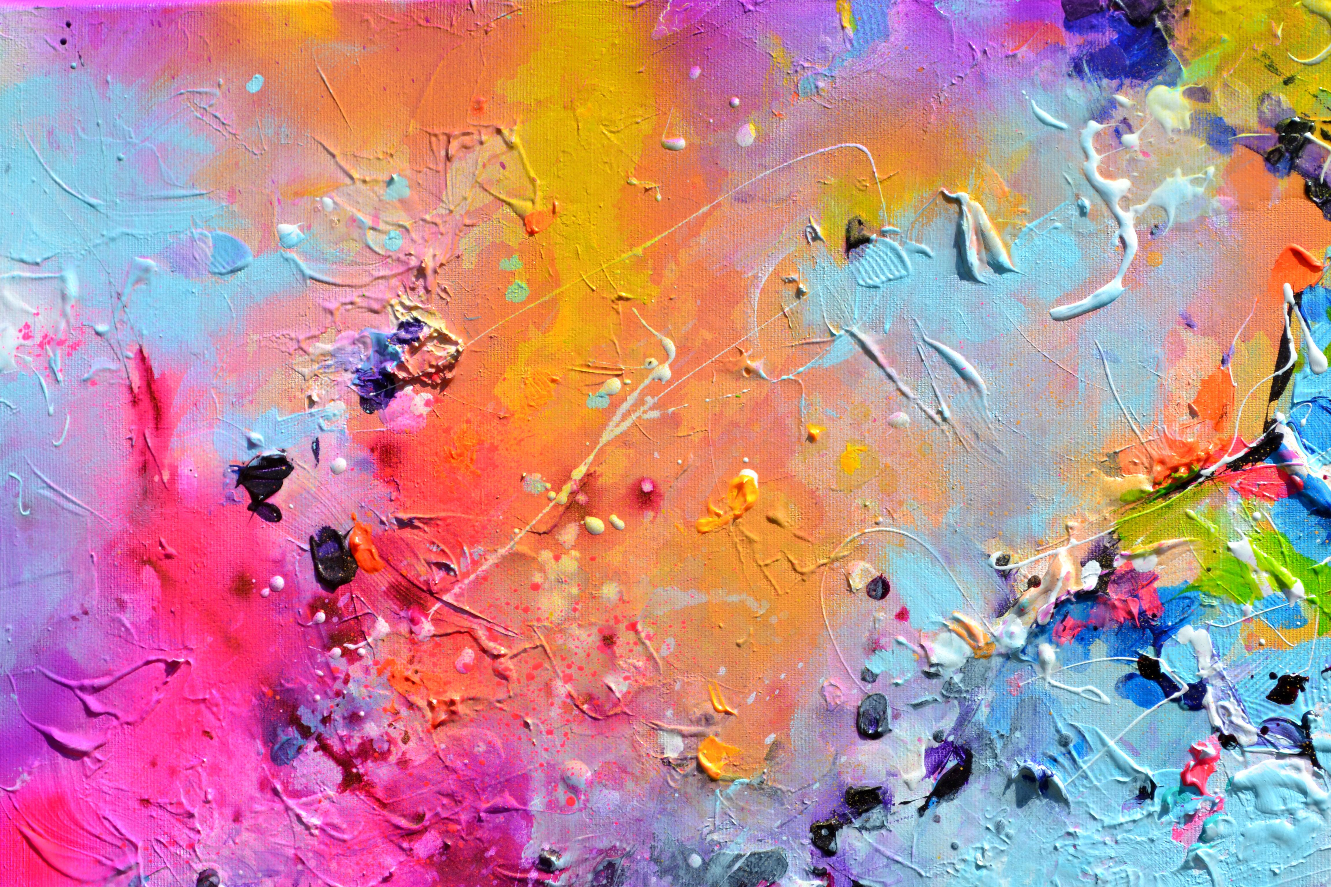 Inner Synergy - Large Abstract Dark Blue and Purple Painting For Sale 4