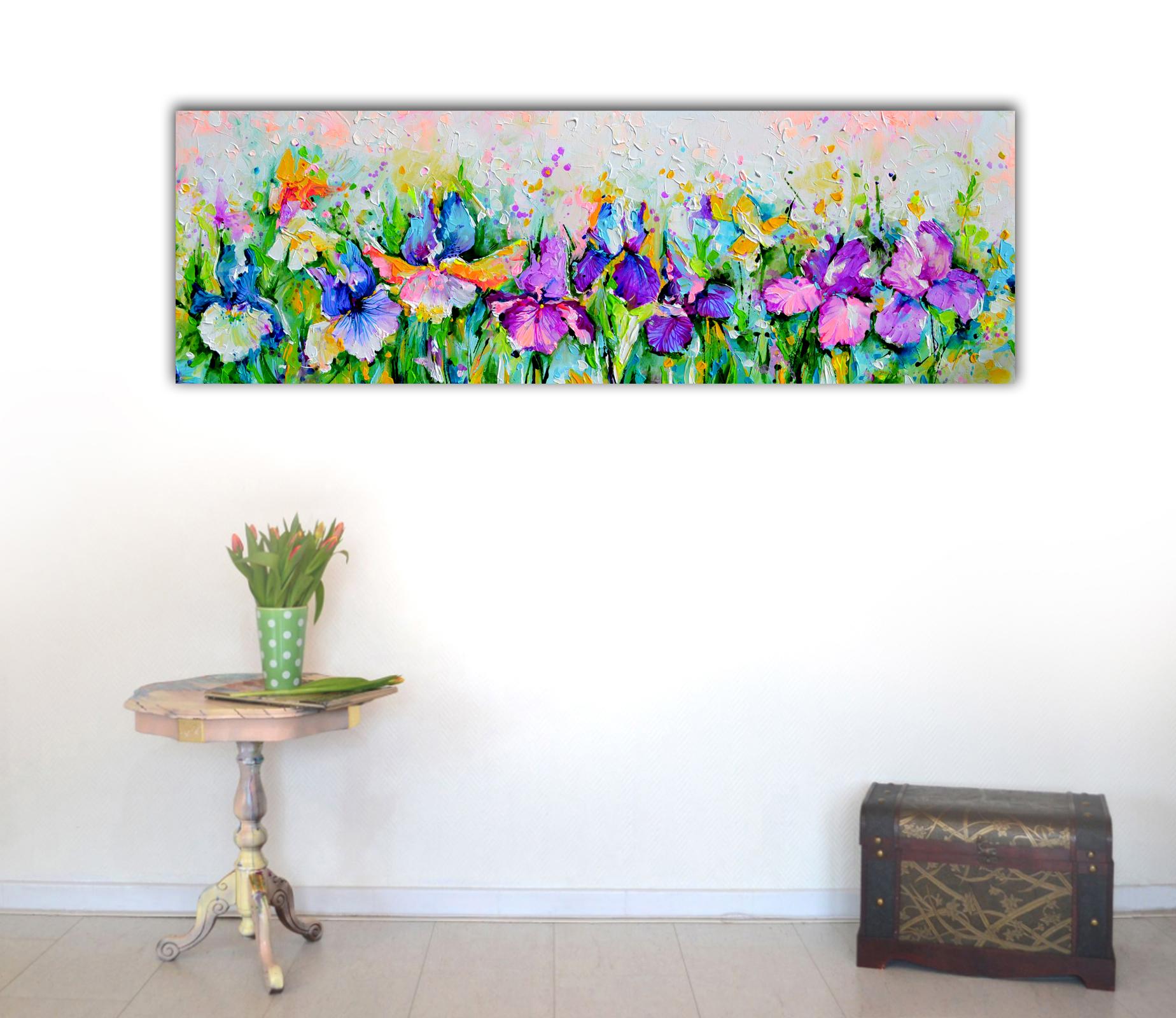Campo di fiori di iris - Painting di Soos Roxana Gabriela