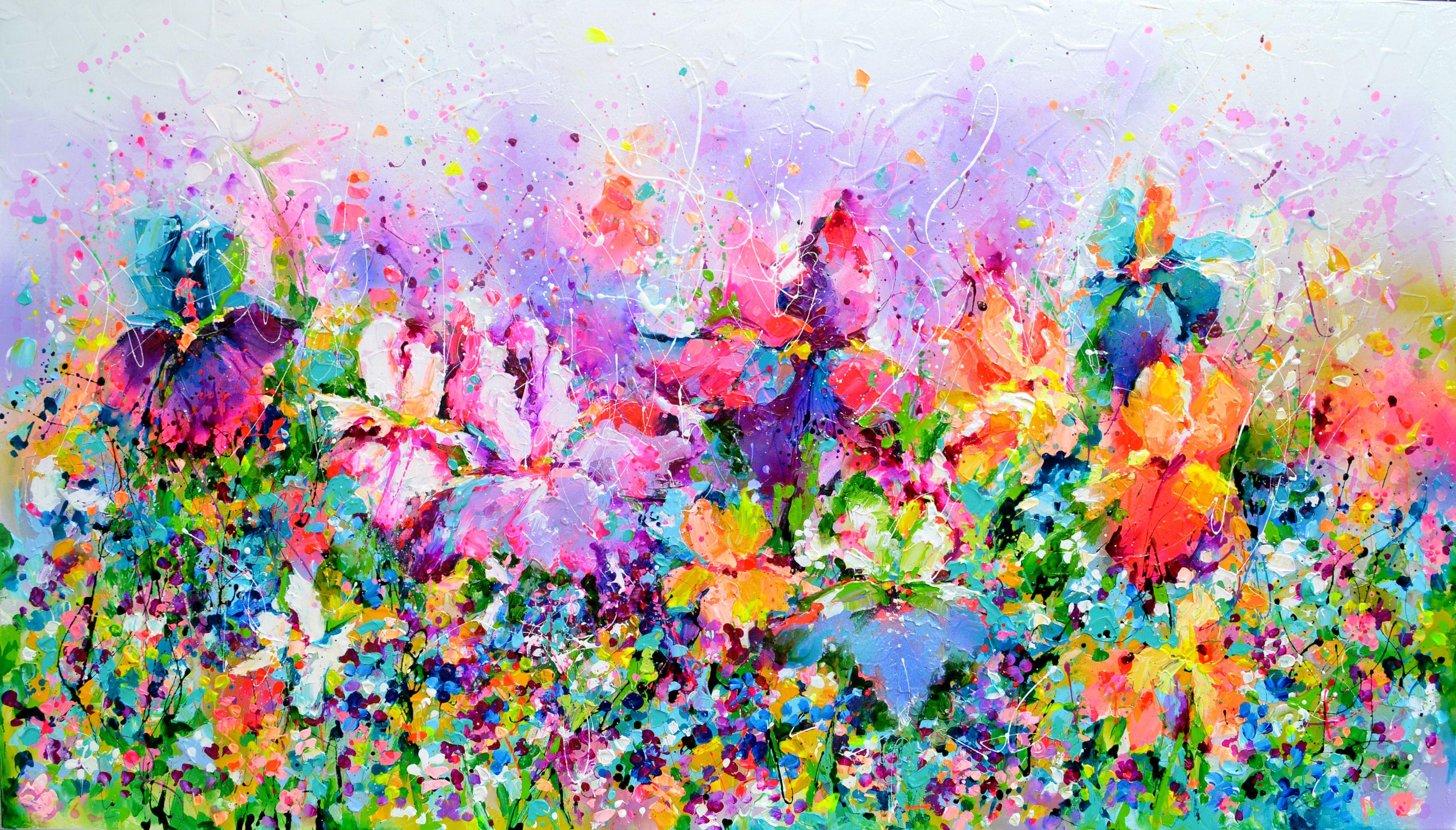 FREE SHIPPING - READY TO HANG - GALLERY QUALITY  Rich and vibrant flowery sceneries that fulfils my passion for flowers, fields and gardens, that comes in the second place after painting. I am creating this colorful, contrasted and spontaneous