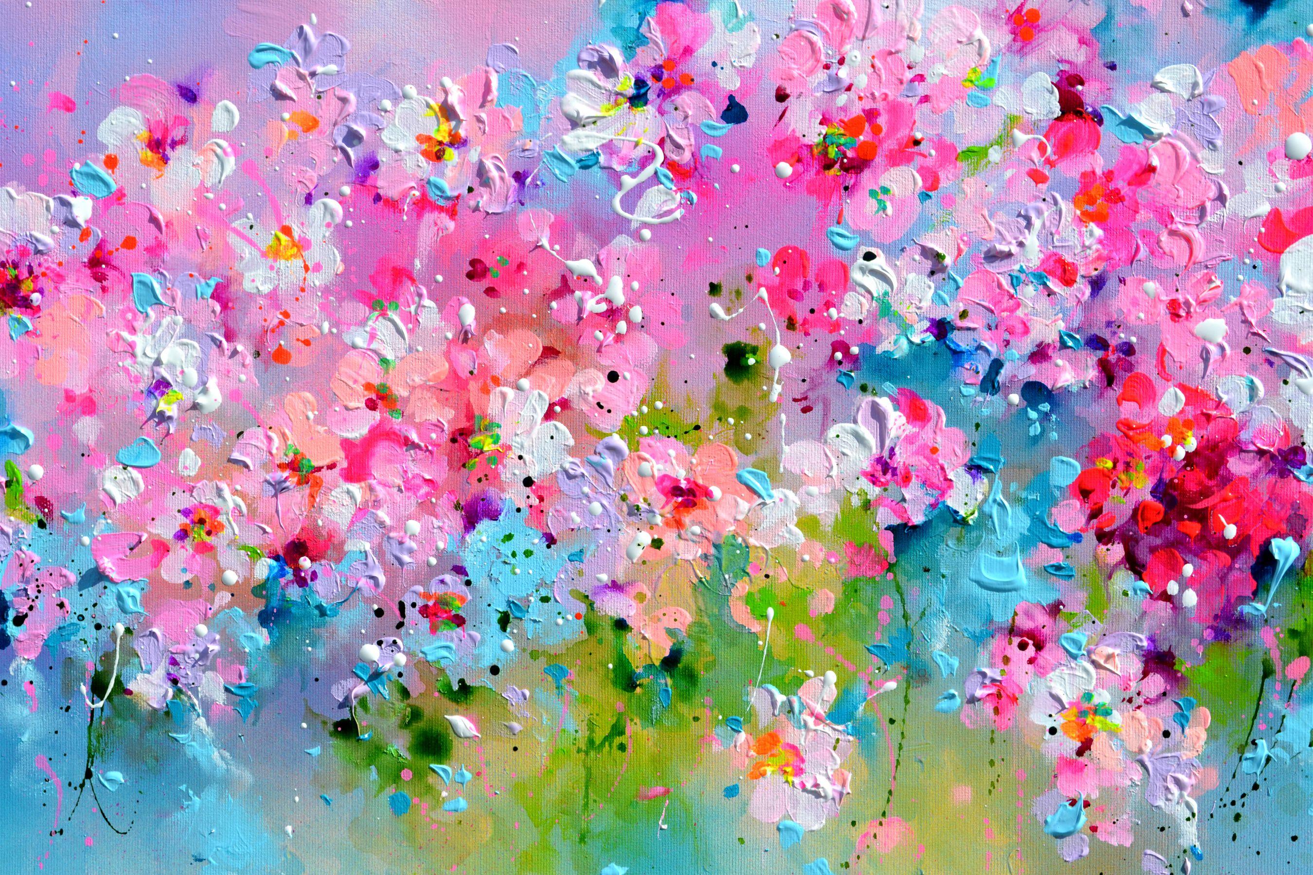 I've Dreamed 28 Sakura Pink Cherry Tree Colorful, Painting, Acrylic on Canvas 1