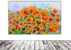 I've Dreamed 29 - Campo di girasoli gialli, Pittura, Acrilico su tela