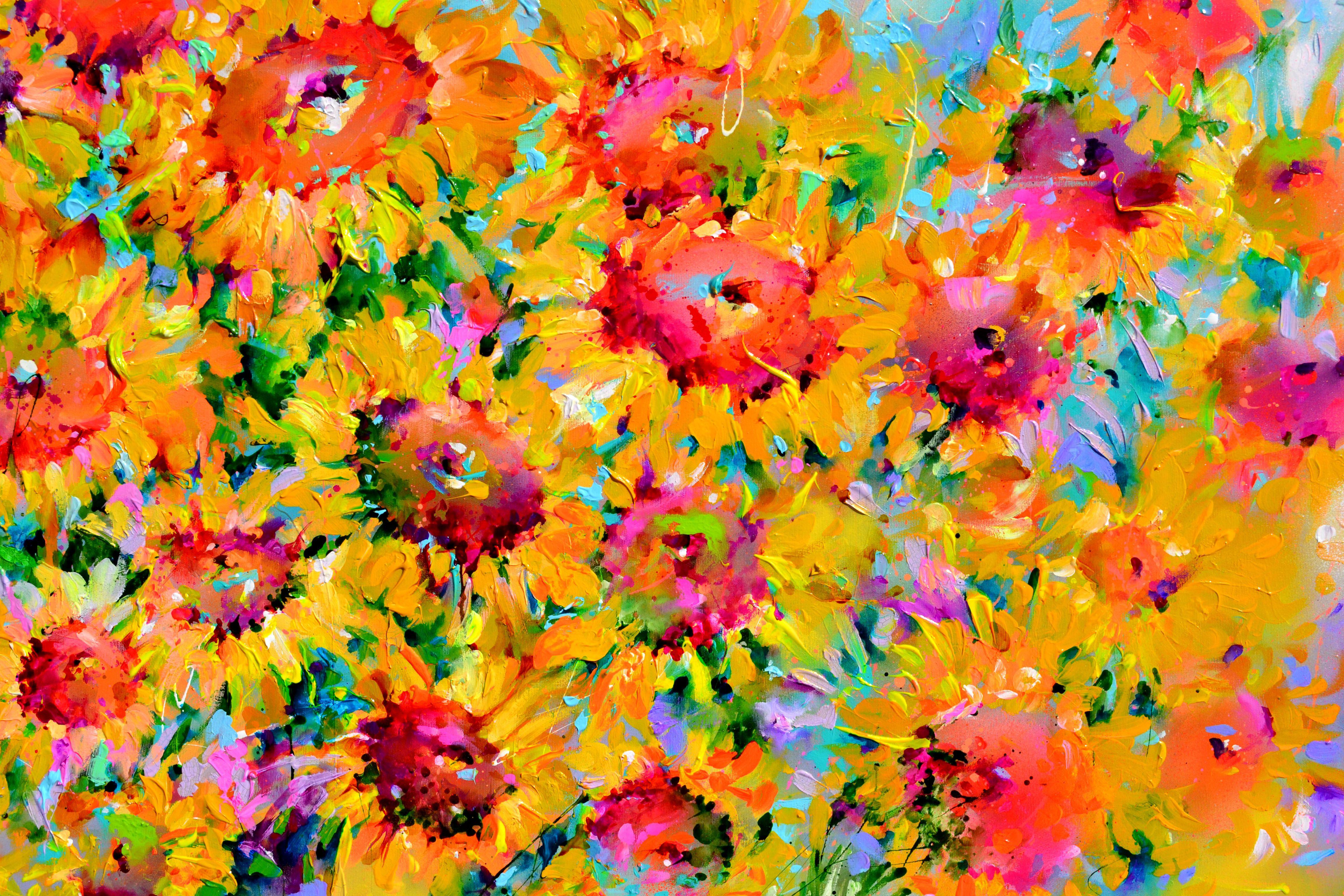 I've Dreamed 29 - Yellow Sunflower Field, Painting, Acrylic on Canvas For Sale 1