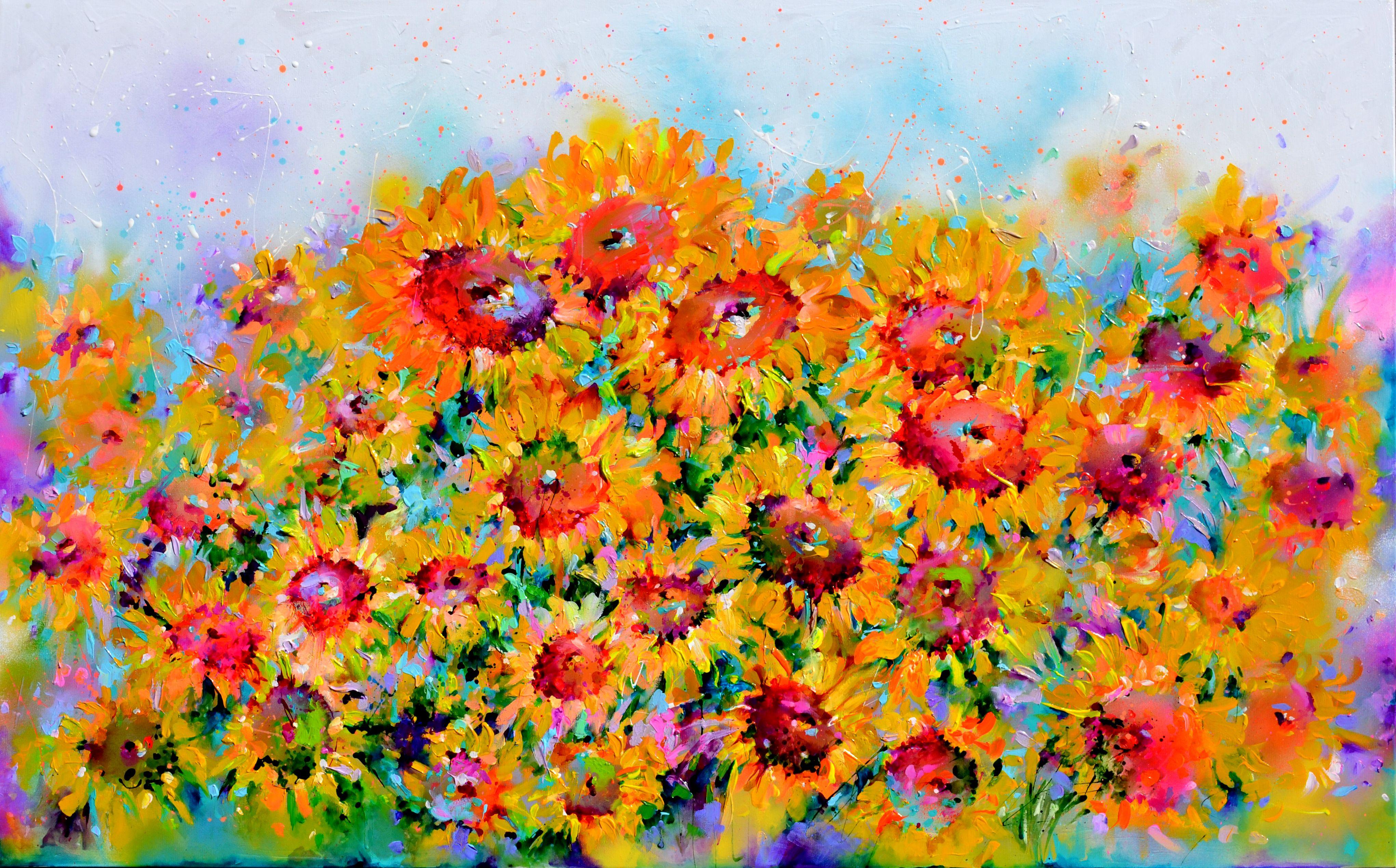 I've Dreamed 29 - Yellow Sunflower Field, Painting, Acrylic on Canvas