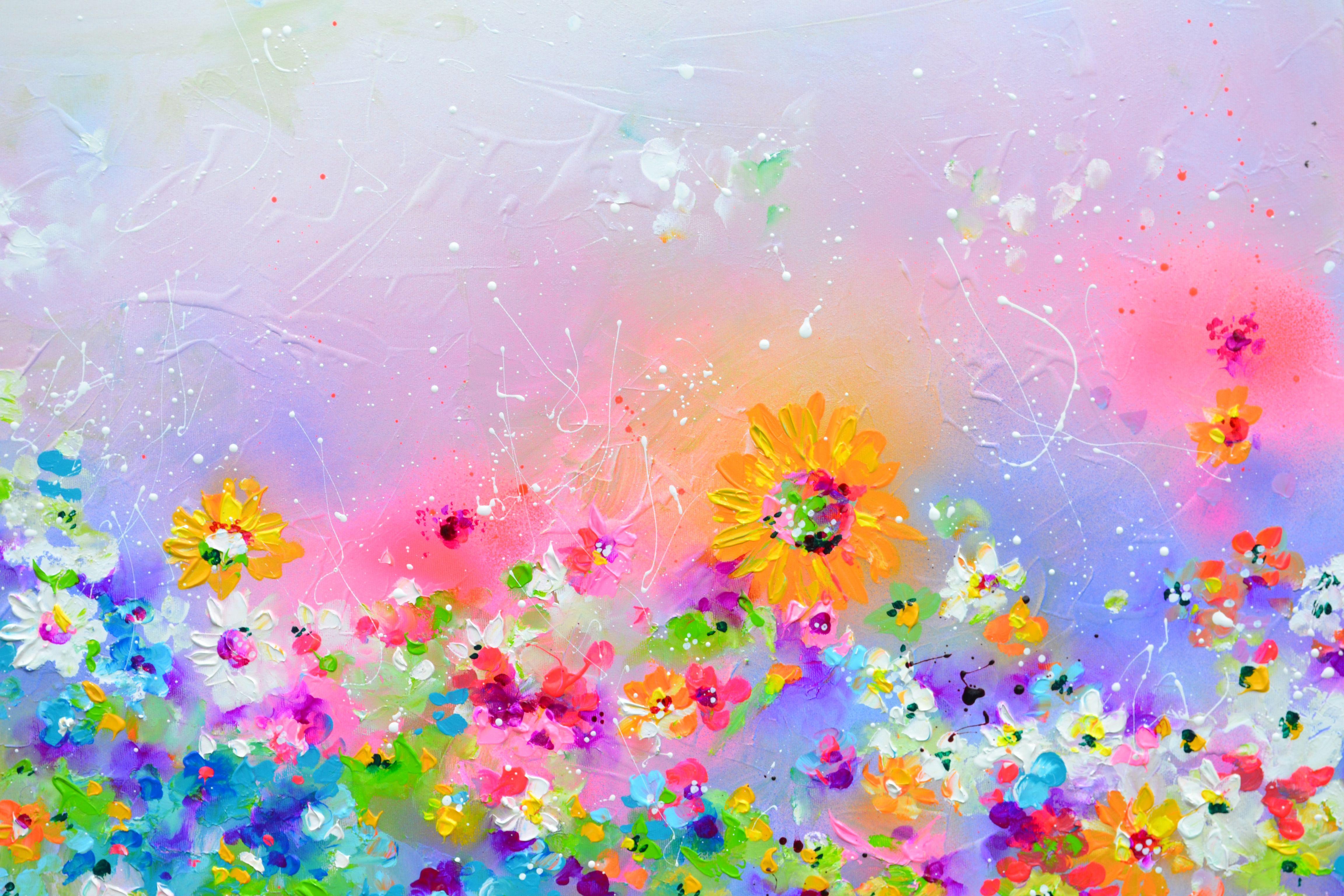I've Dreamed 45 - Wild Flower Field, Painting, Acrylic on Canvas For Sale 3