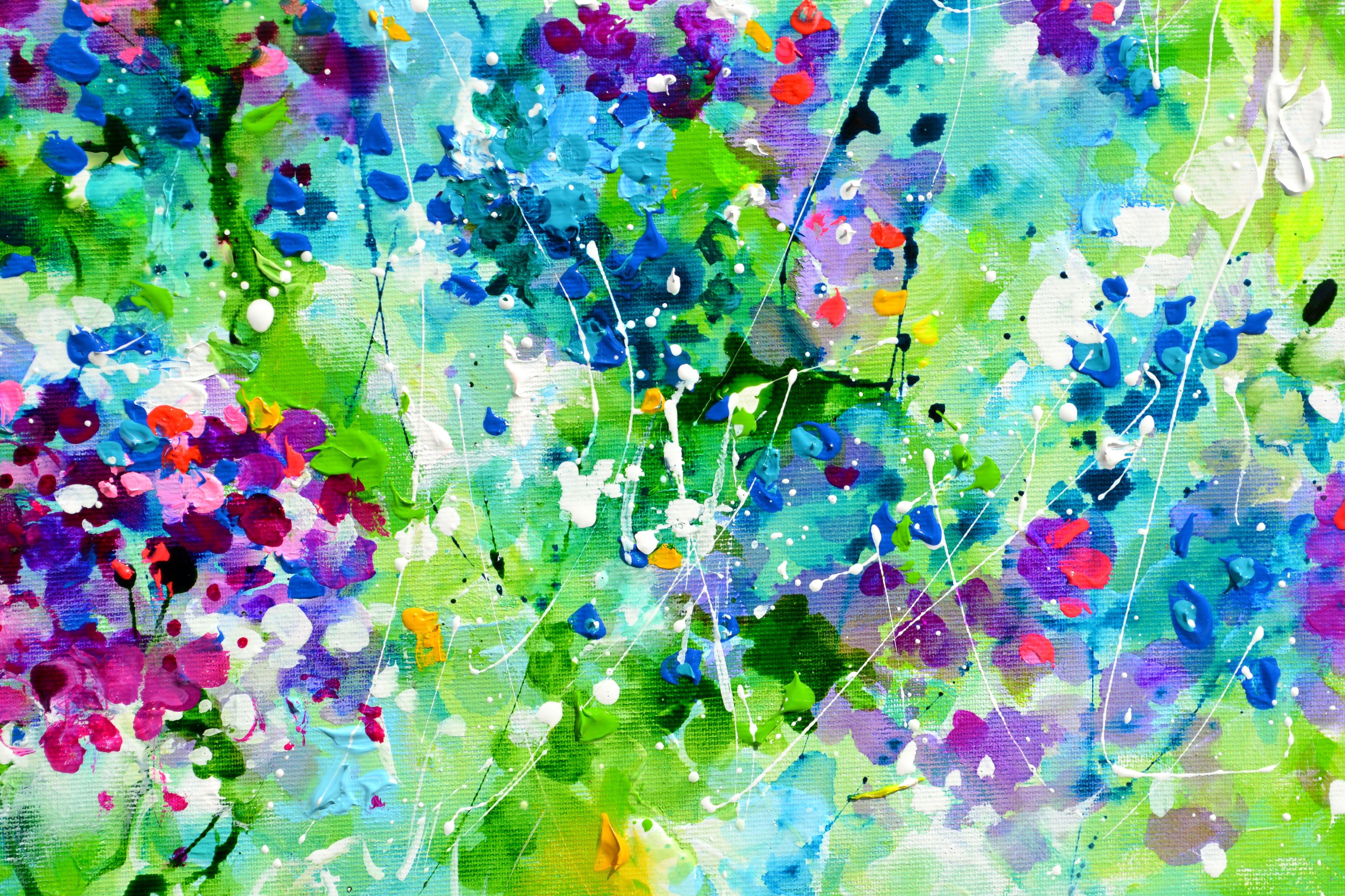 QUADRO 3D DI QUALITÀ DA GALLERIA - PRONTO DA APPENDERE  Un bellissimo quadro moderno di ortensie, realizzato con acrilici professionali verniciati e spray acrilici di Amsterdam su tela pesante tesa.  Spedisco questa meravigliosa opera d'arte pronta