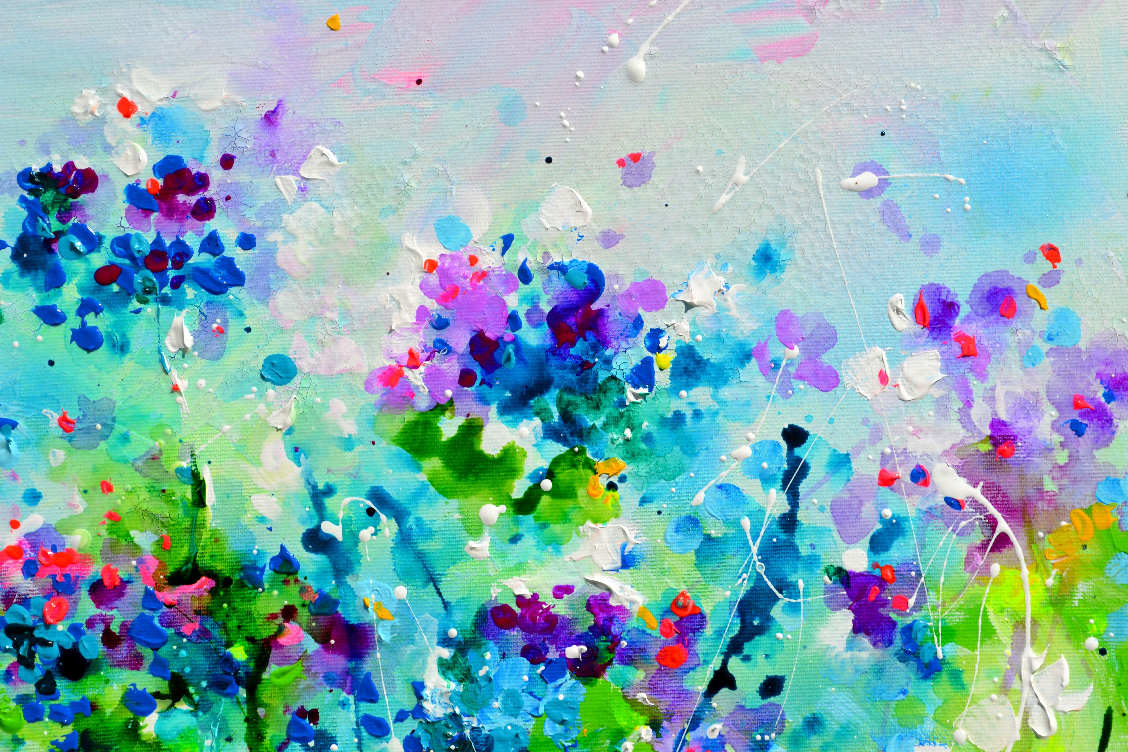 I've Dreamed 48 - Campo di ortensie, Pittura, Acrilico su tela in vendita 1