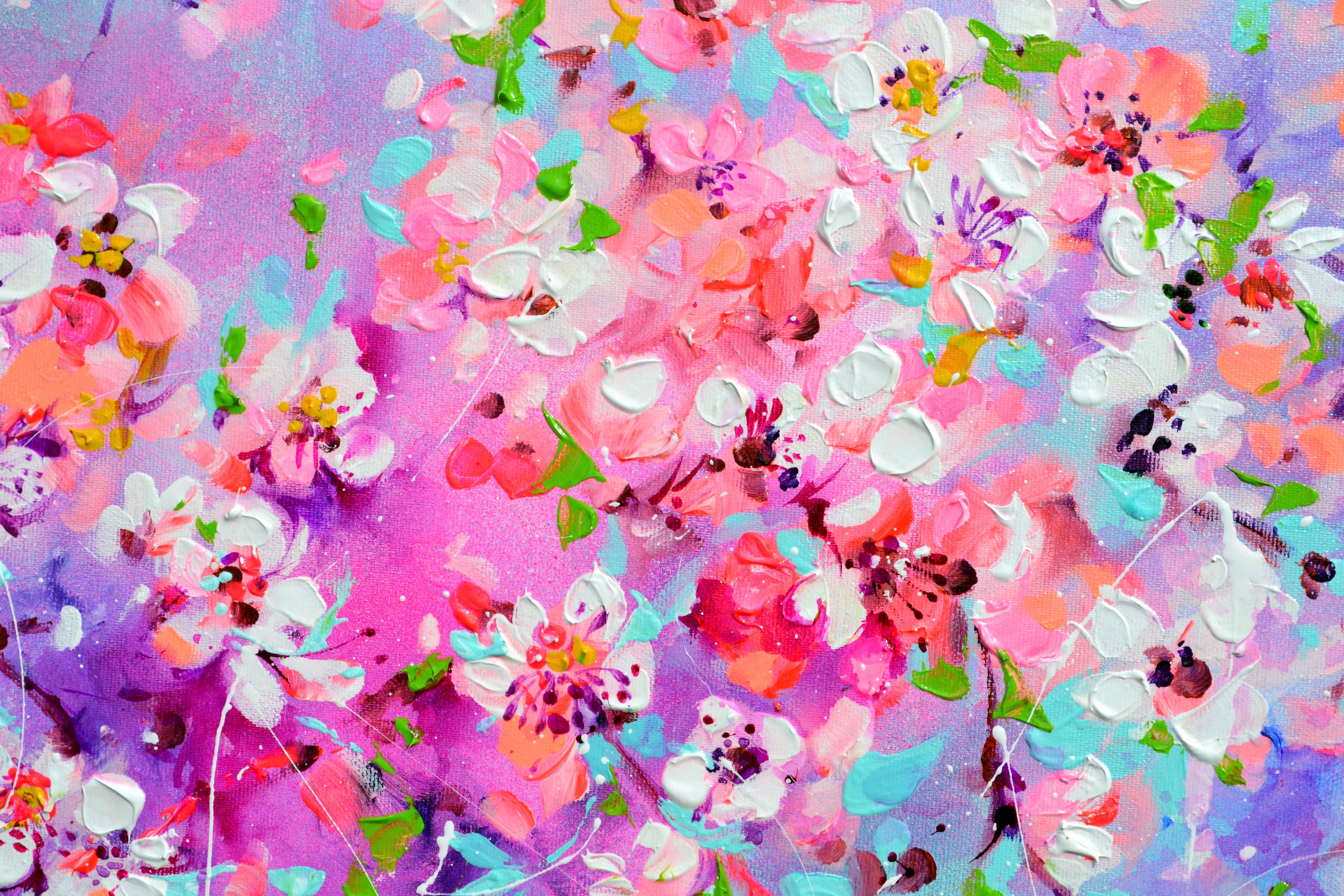 I've Dreamed 55 - Sakura Bunte Bluse mit bunter Blüte - 150x60 cm, Palettenmesser Moderne Kunst im Angebot 4
