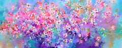 I've Dreamed 55 - Sakura Colorful Blossom - 150x60 cm, Palette Knife Modern Art