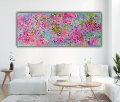 Sakura Cherry Tree Flower Blossom Acrylic Painting, Signed Impressionist