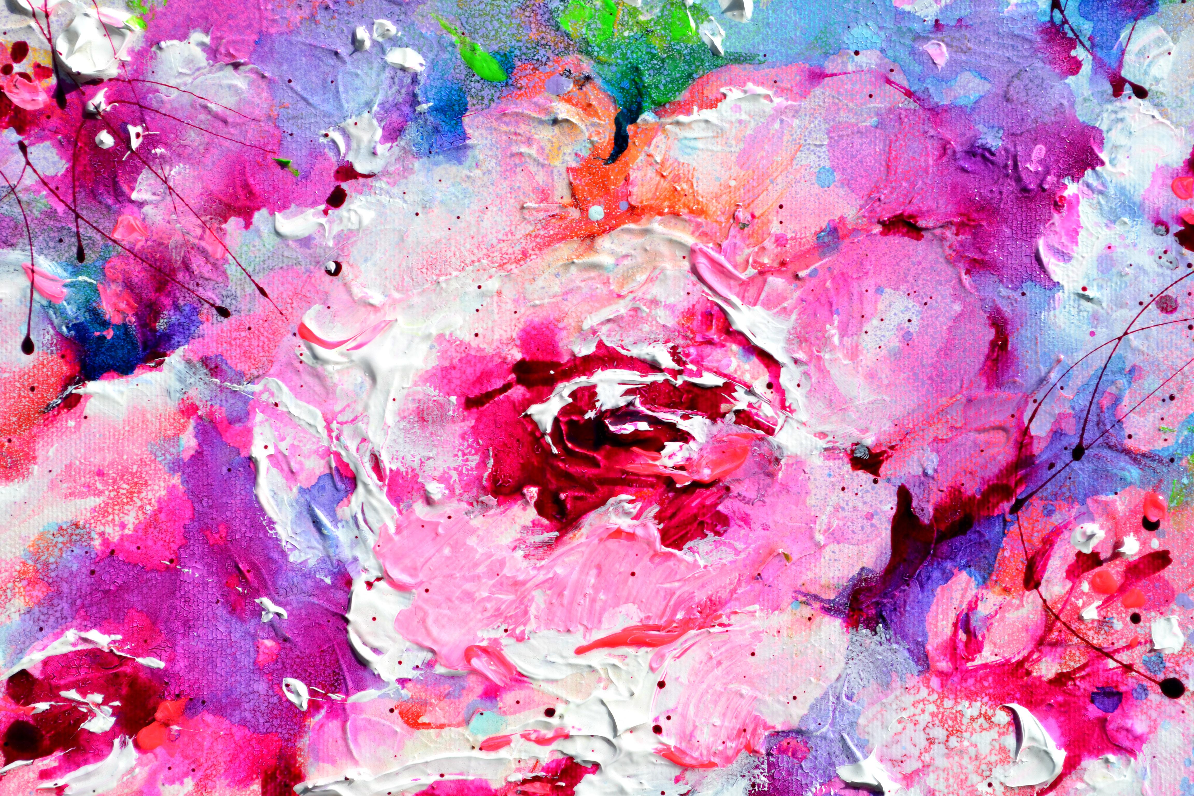 Misty Roses - Pink Rose Bouquet - Impressionist Painting by Soos Roxana Gabriela