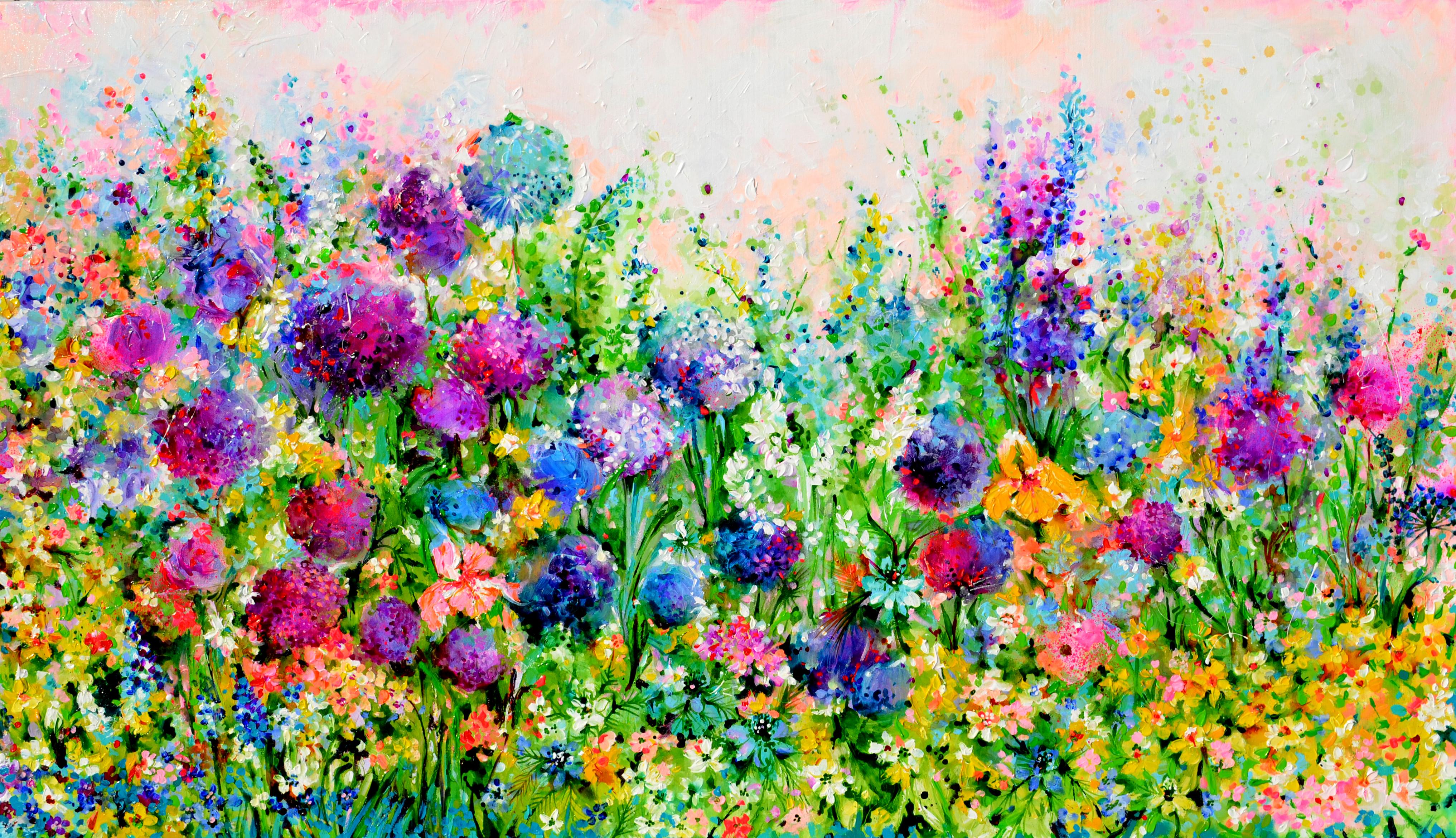 Soos Roxana Gabriela Interior Painting – More than Enough - Large Spring Garden Flower Field Signed 2026 Painting