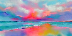 New Horizon 146 - Large Colorful Seascape Painting, Painting, Acrylic on Canvas