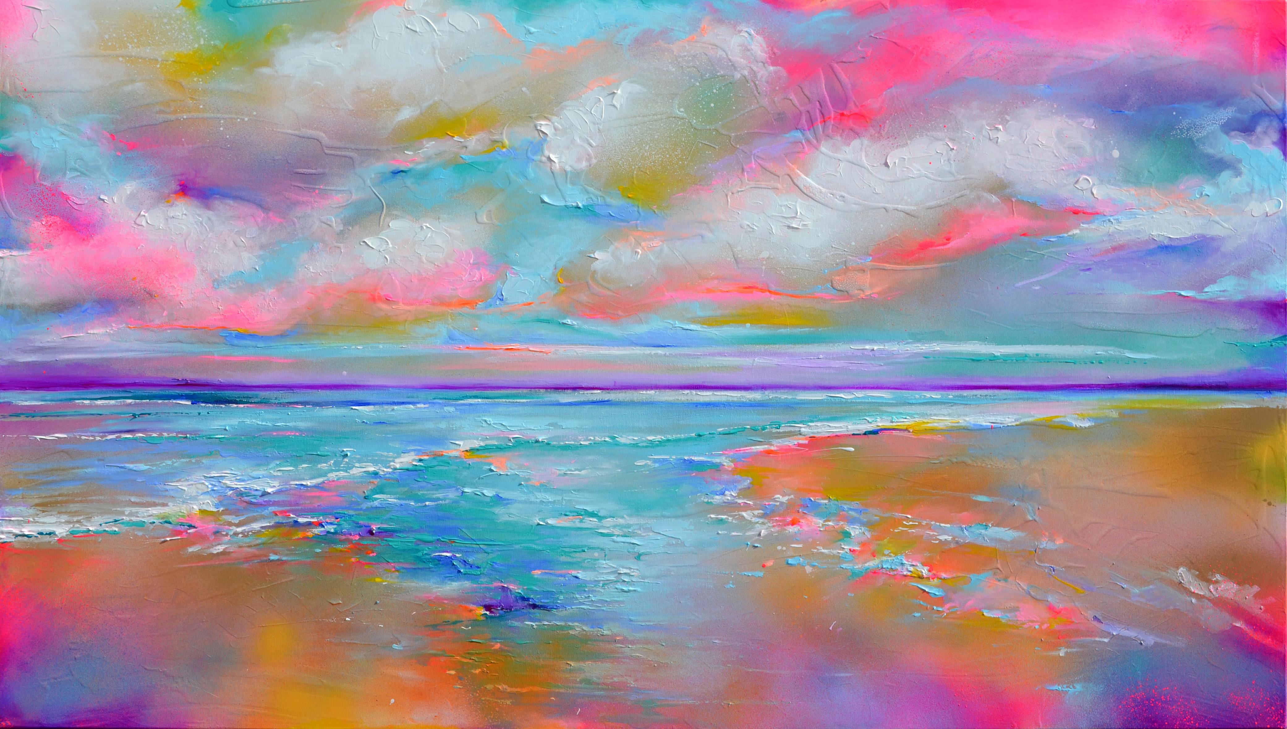 Soos Roxana Gabriela Interior Painting - New Horizon 176 - Large Seascape, Sunset, Sunrise, Ocean Painting