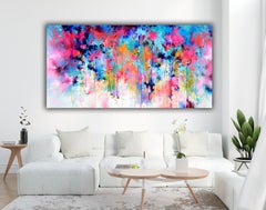 New Moods - Large Colorful Abstract Painting, Acrylic and Spray Paint on Canvas