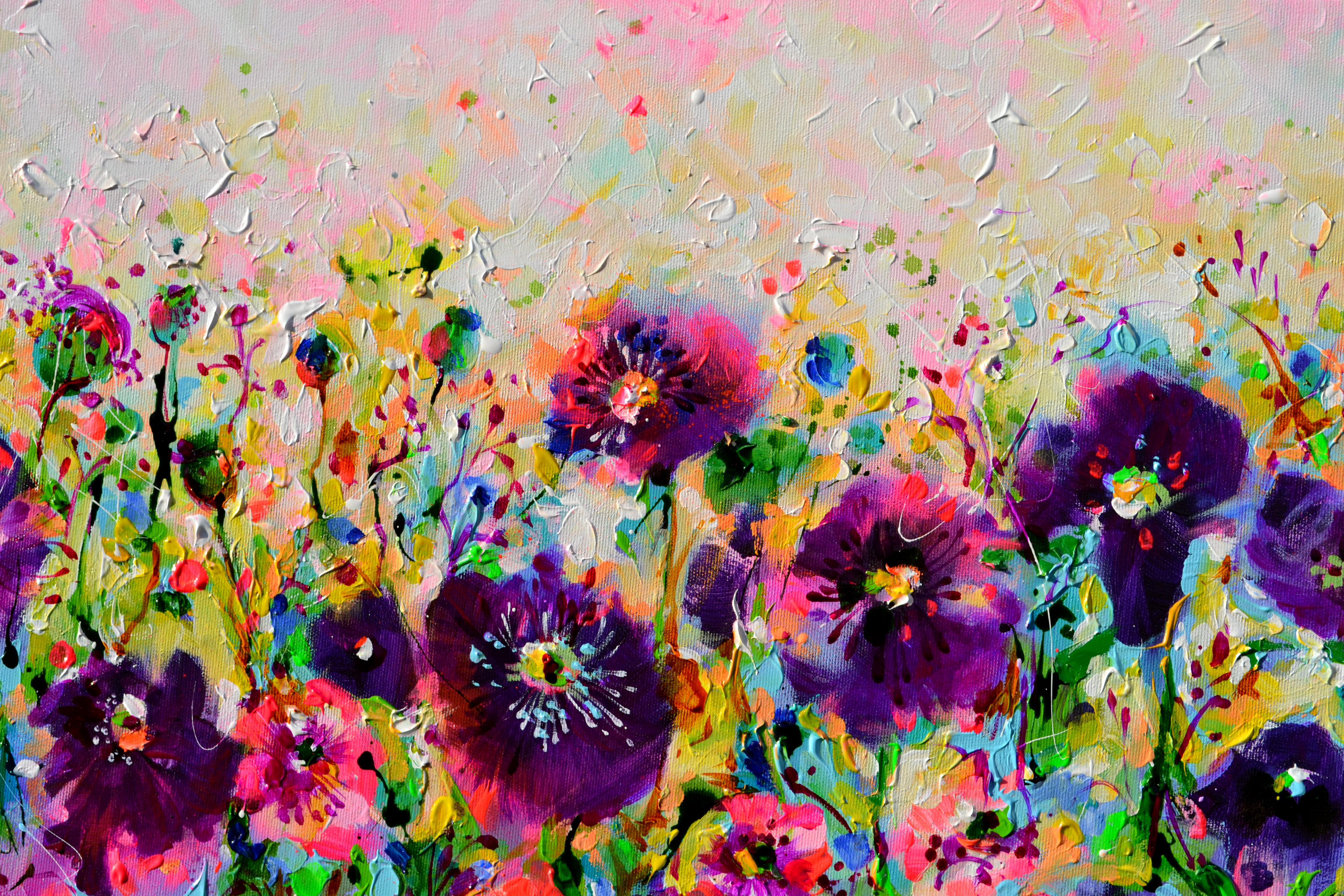 Opium Poppy Field, Pink and Purple Opium Poppies im Angebot 5