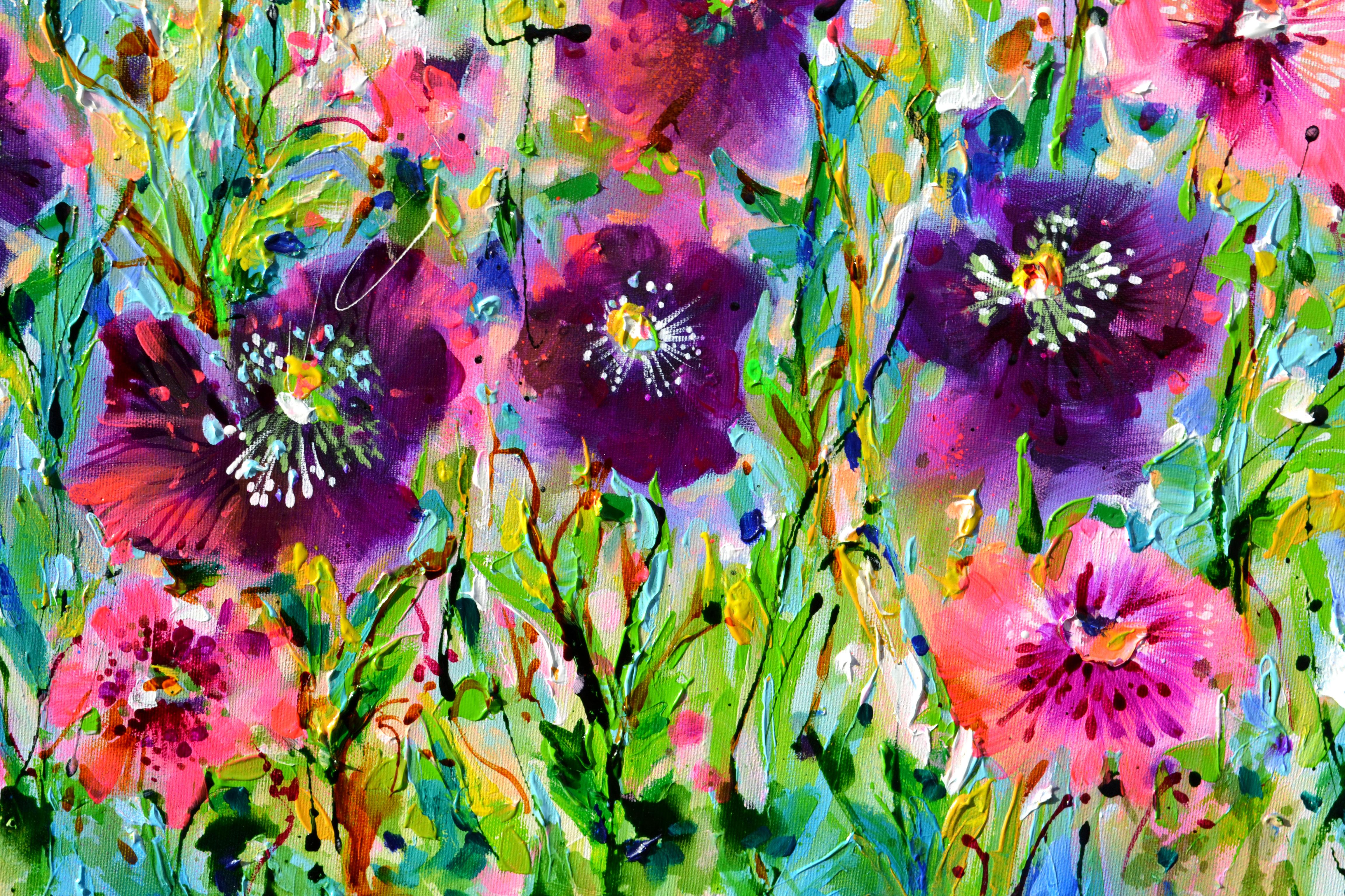 Opium Poppy Field, Pink and Purple Opium Poppies im Angebot 2