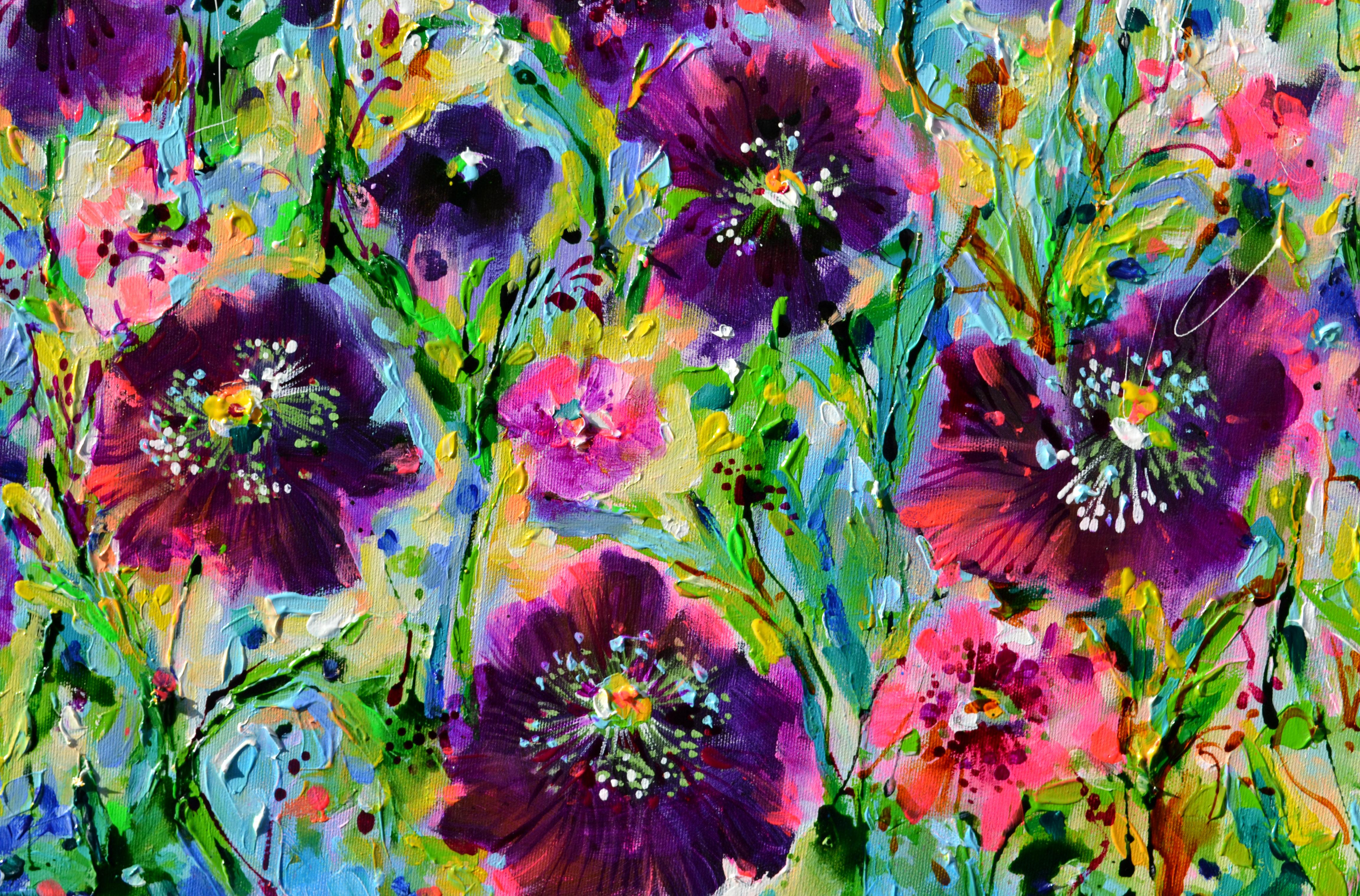 Opium Poppy Field, Pink and Purple Opium Poppies im Angebot 3